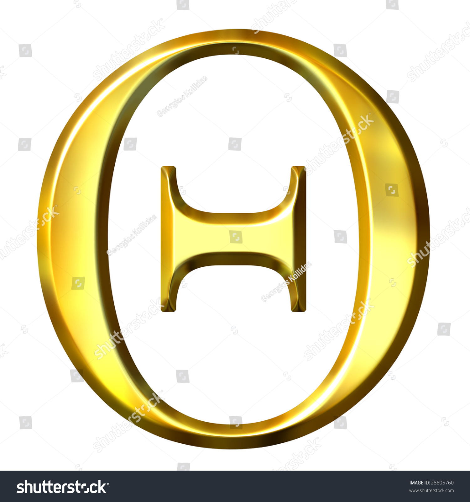 3d Golden Greek Letter Theta Stock Illustration 28605760