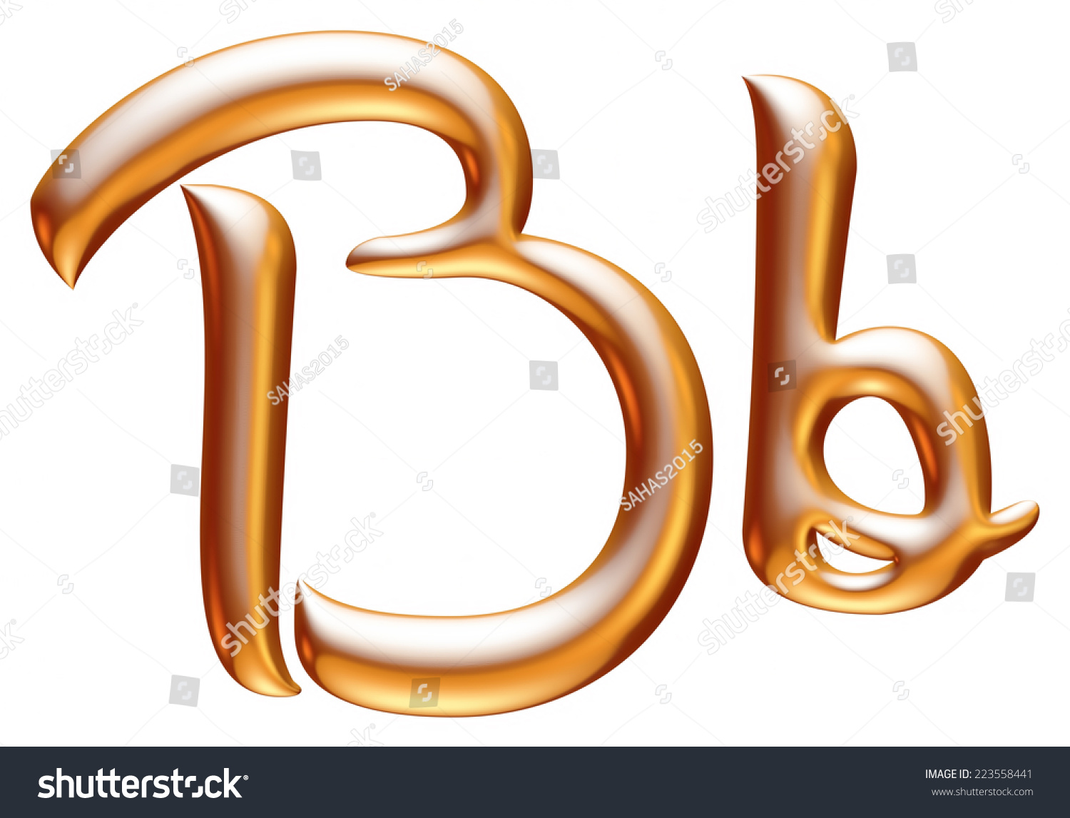 3d Golden Letter B Isolated White Stock Illustration 223558441