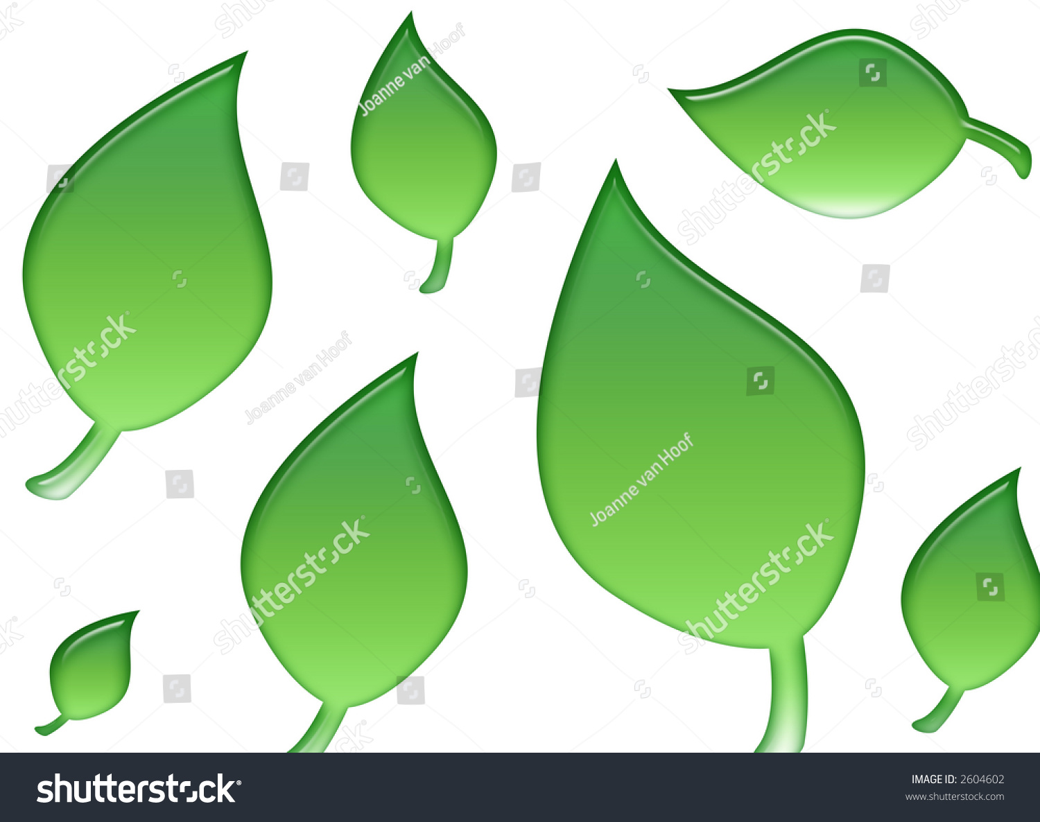 3d Green Leaves Illustration On White Isolate Background - 2604602 ...