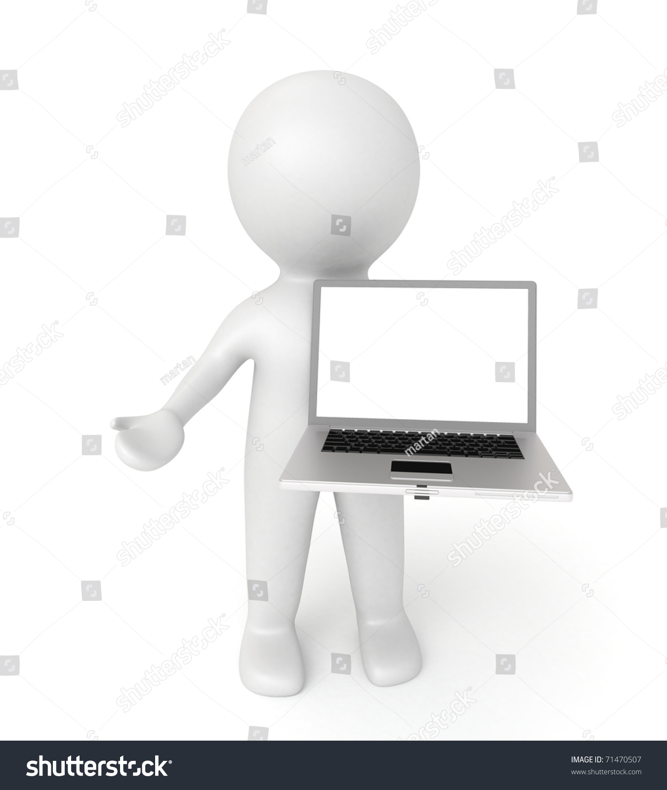 3d Human Showing Laptop Display Stock Illustration 71470507 - Shutterstock