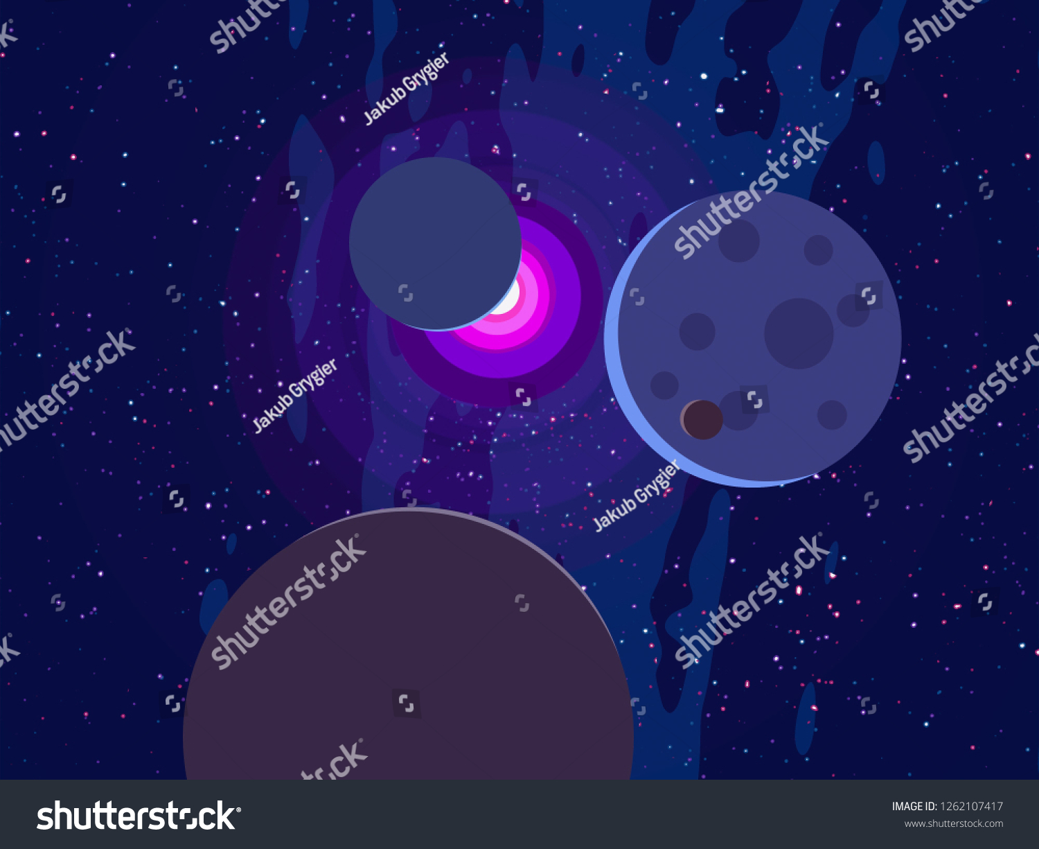 2d Illustration Cartoon Space Background Picture Stock Illustration 