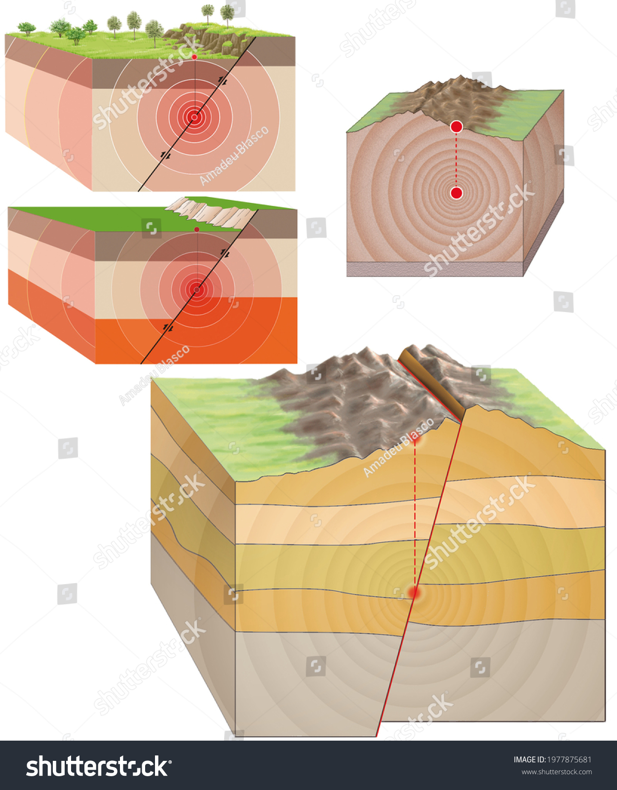 3d Illustration Earthquakes Volcanism Earthquakes Seismic Stock ...