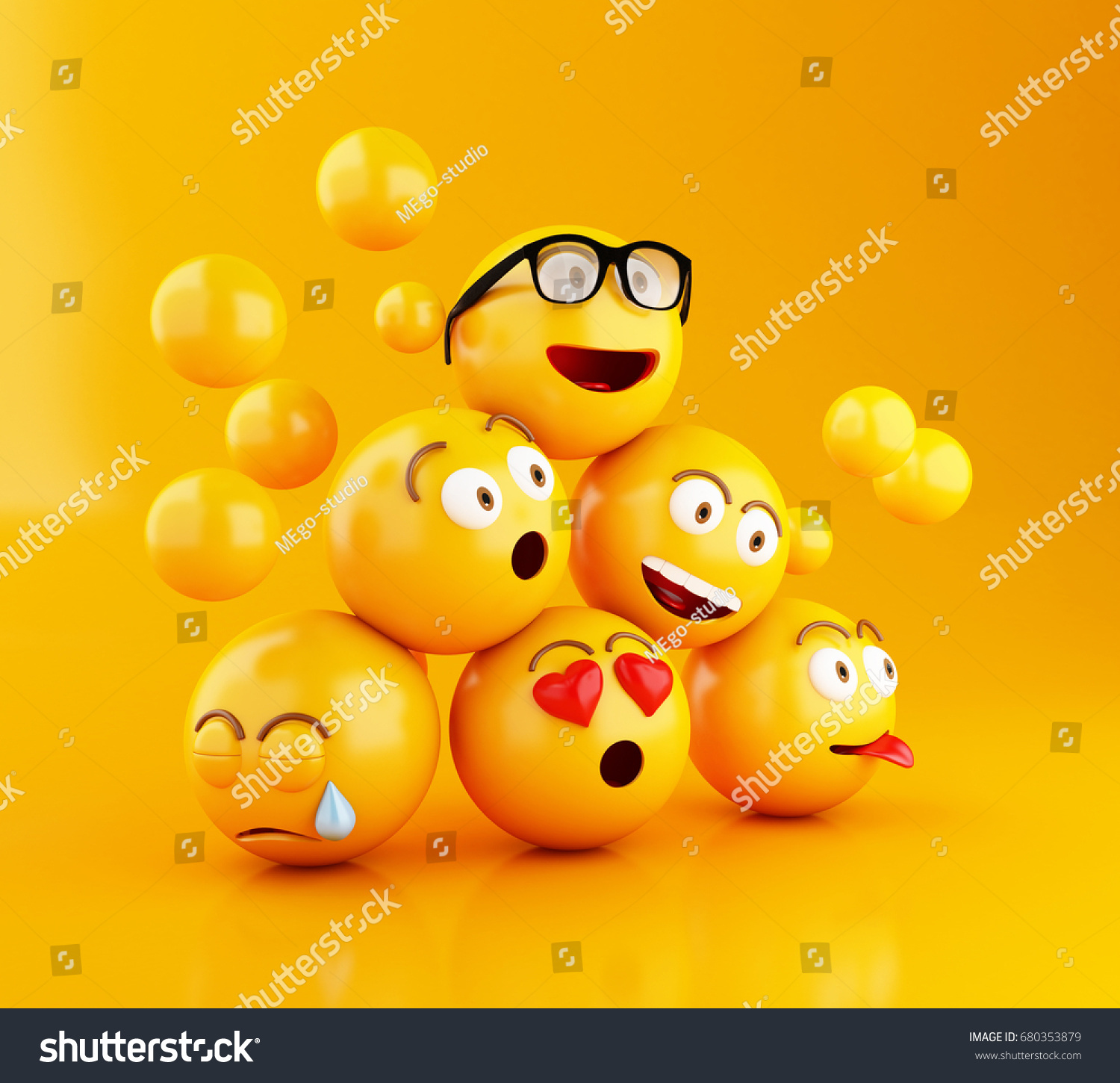 3d Illustration Emojis Icons Facial Expressions Stock Illustration ...