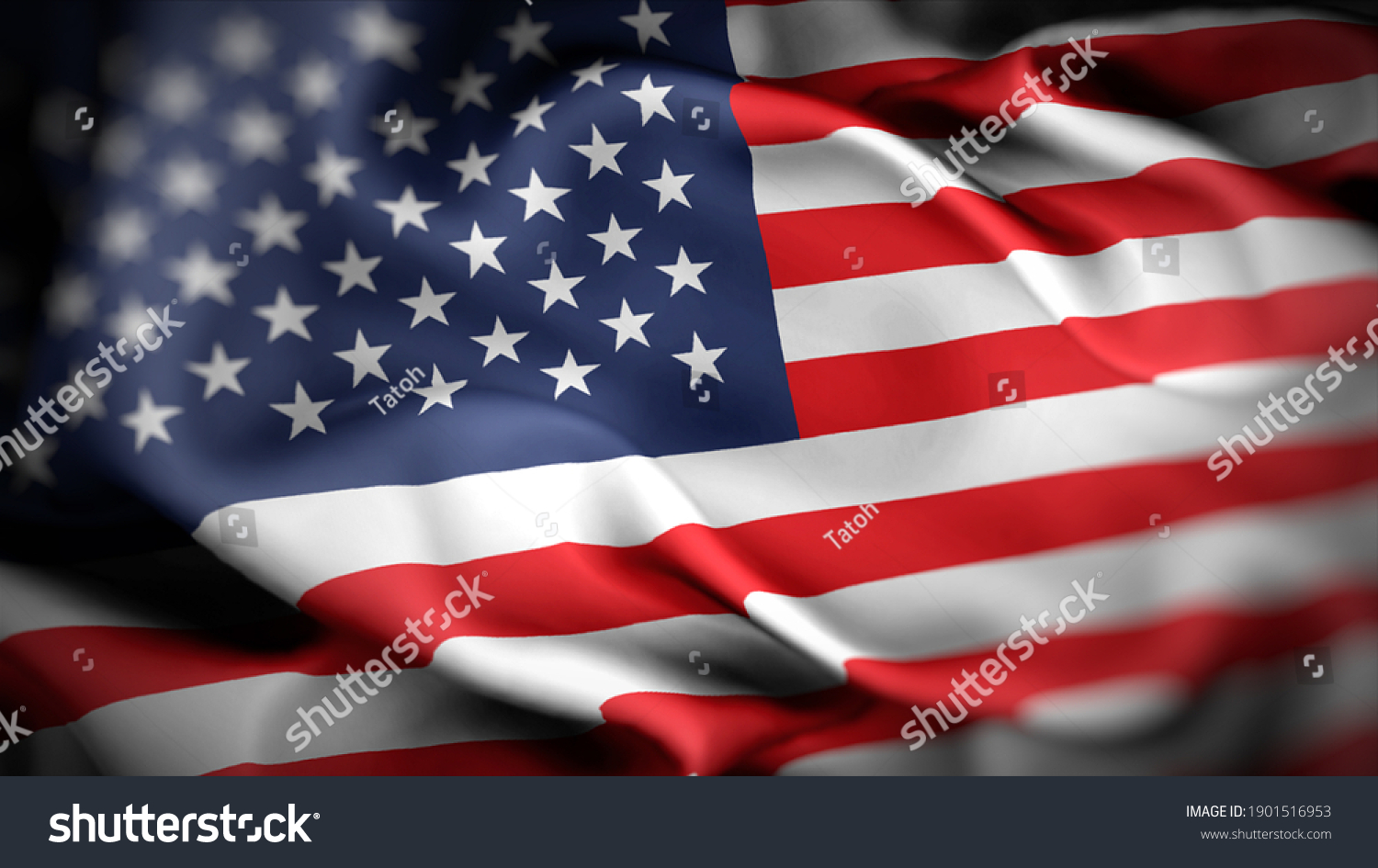 3d Illustration Flag America Close Waving Stock Illustration 1901516953