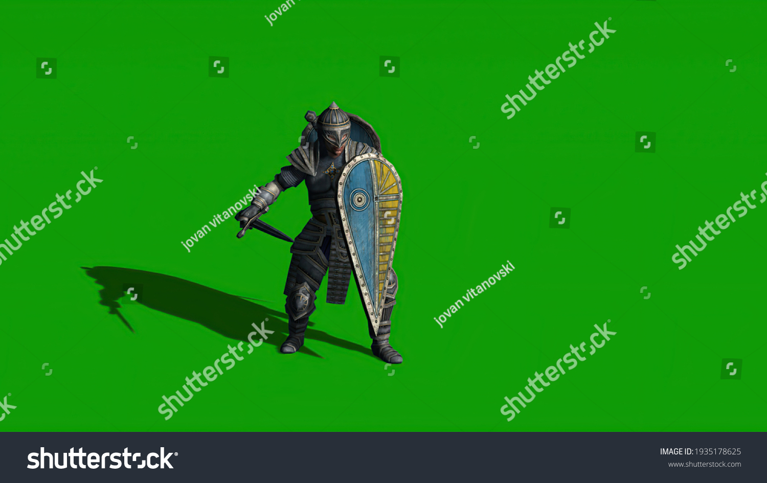 3d Illustration Medieval Knight Fighting Swords Stock Illustration ...