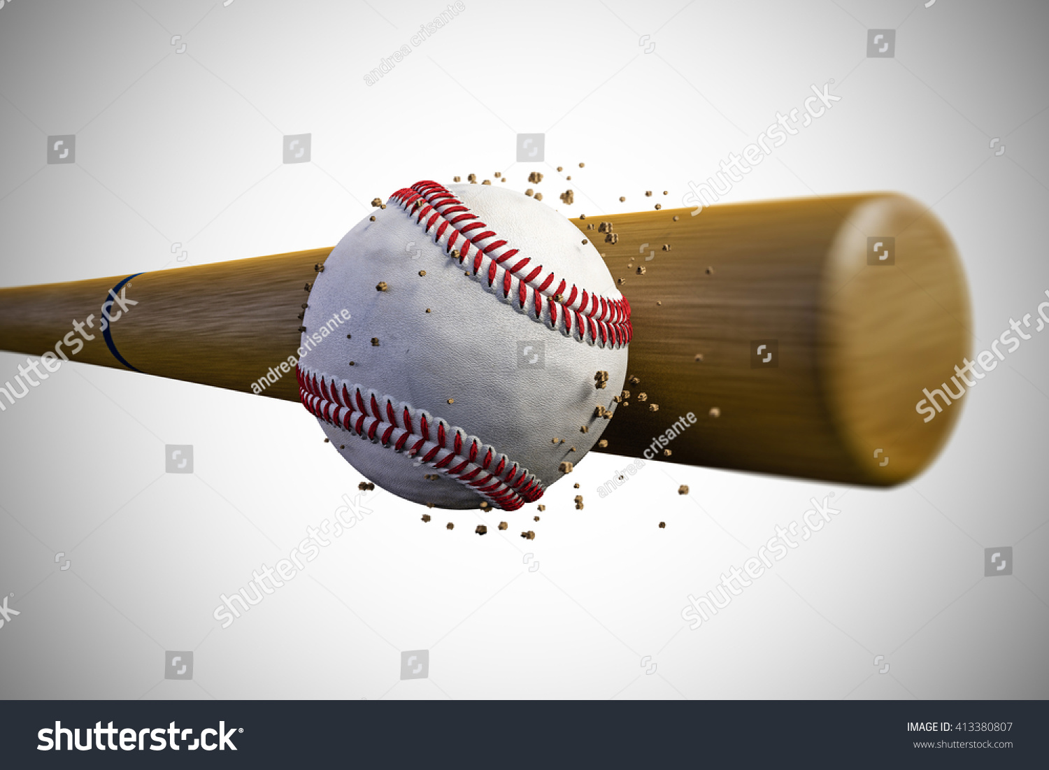 野球のボールを打ち砕く野球バットの3dイラスト のイラスト素材