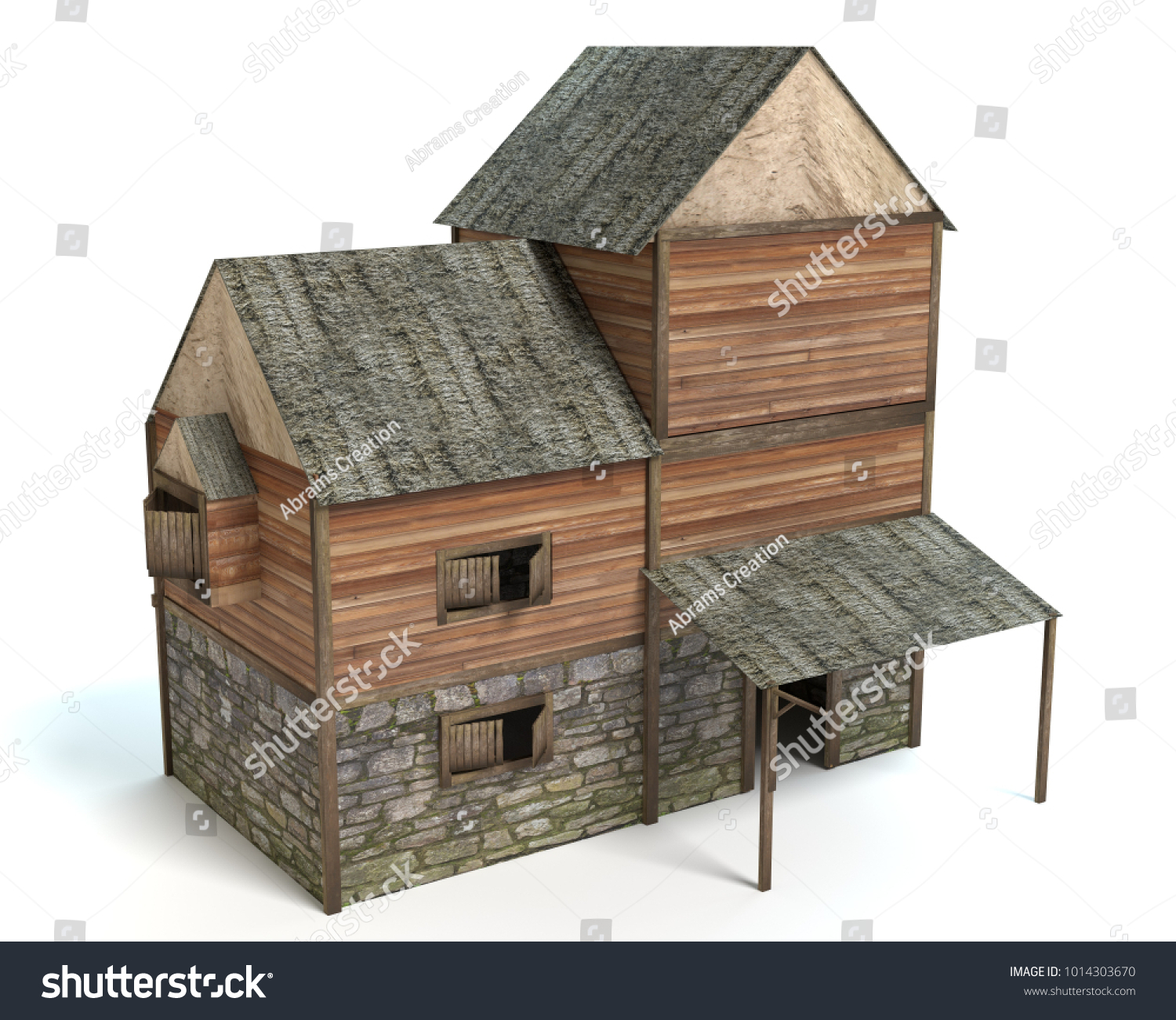 3d Illustration Medieval House Stock Illustration 1014303670