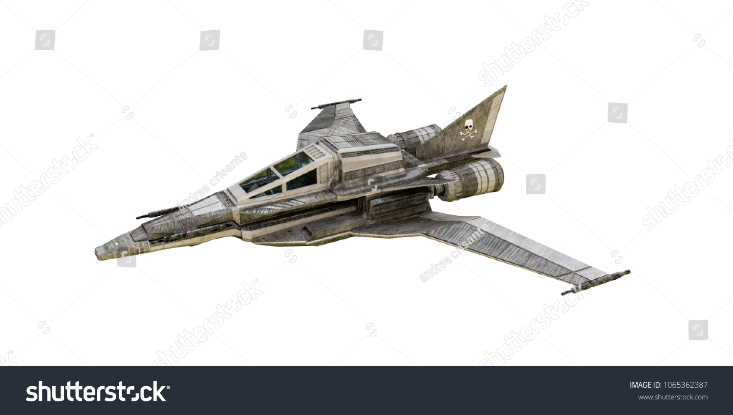 白い背景に宇宙船戦闘機の3dイラスト のイラスト素材 Shutterstock