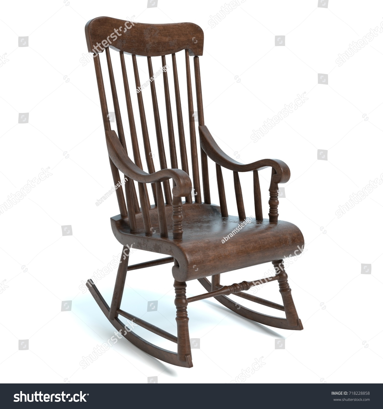 10 821 Vintage Rocking Chair Images Stock Photos Vectors Shutterstock   Stock Photo  D Illustration Of An Old Rocking Chair 718228858 