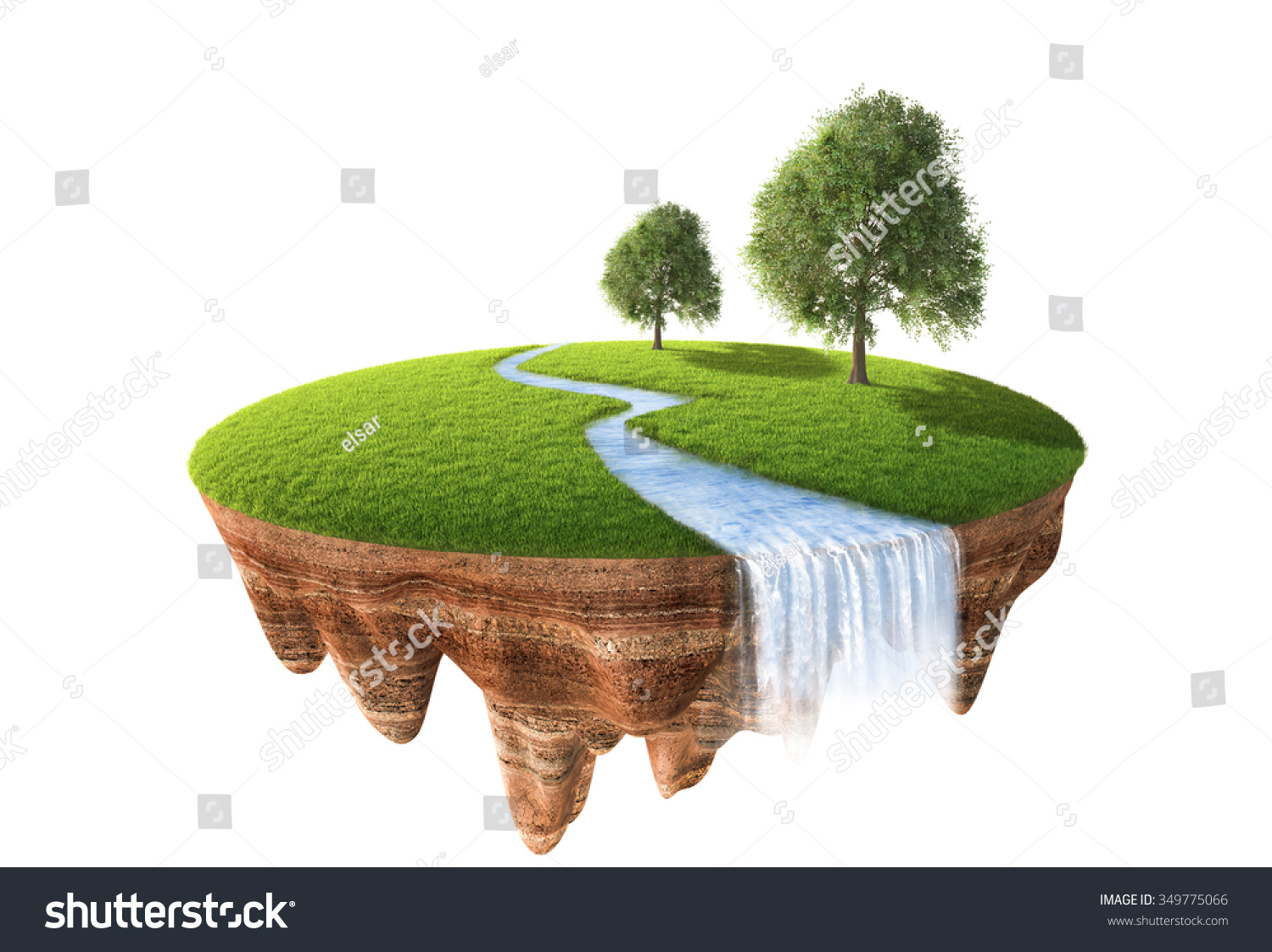 3d Illustration Cross Section Ground Grass Stock Illustration 349775066