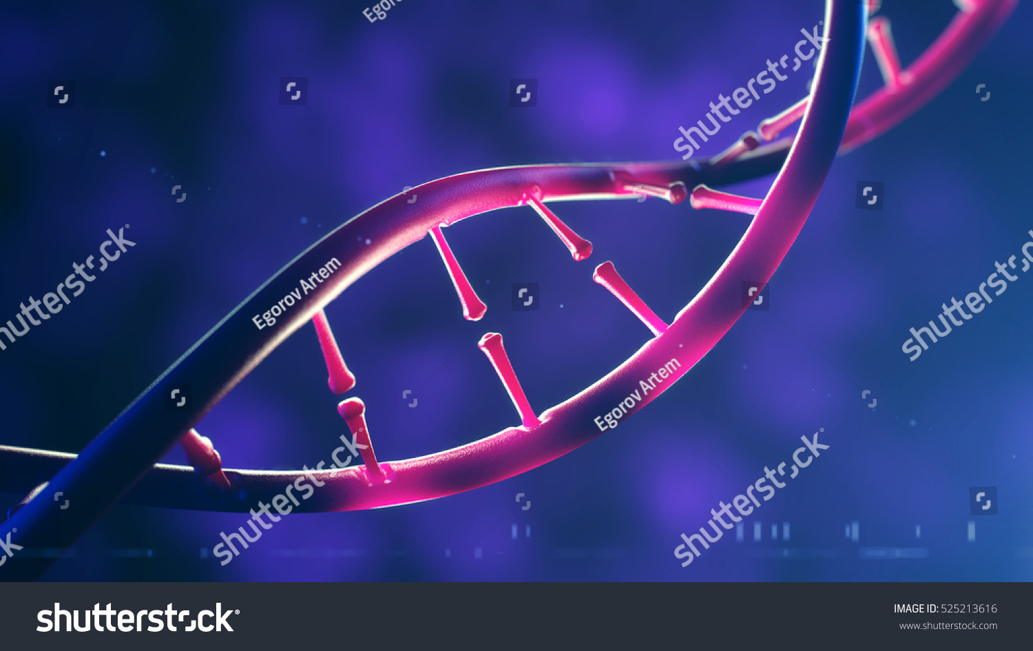 D Illustration Dna Molecule Closeup Concept Stock Illustration