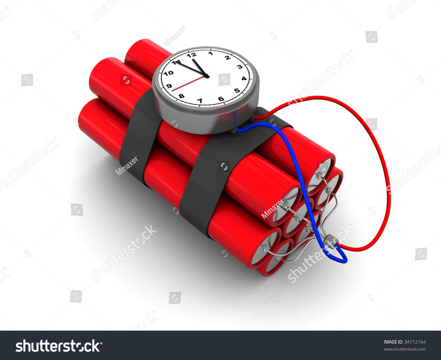 3d Illustration Dynamite Clock Timer Over Stock Illustration 34712164 ...