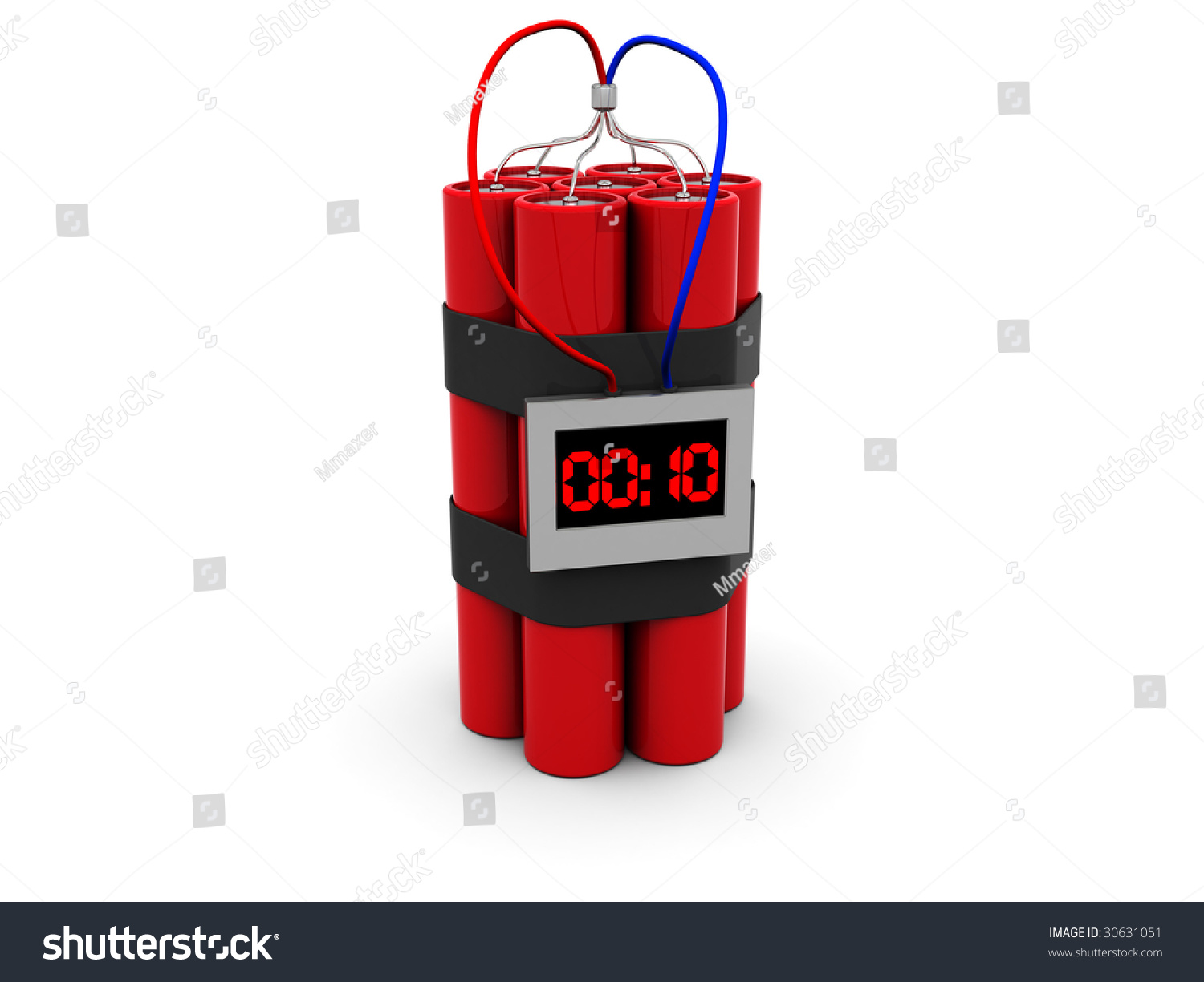 3d Illustration Of Dynamite With Timer Over White Background - 30631051 ...