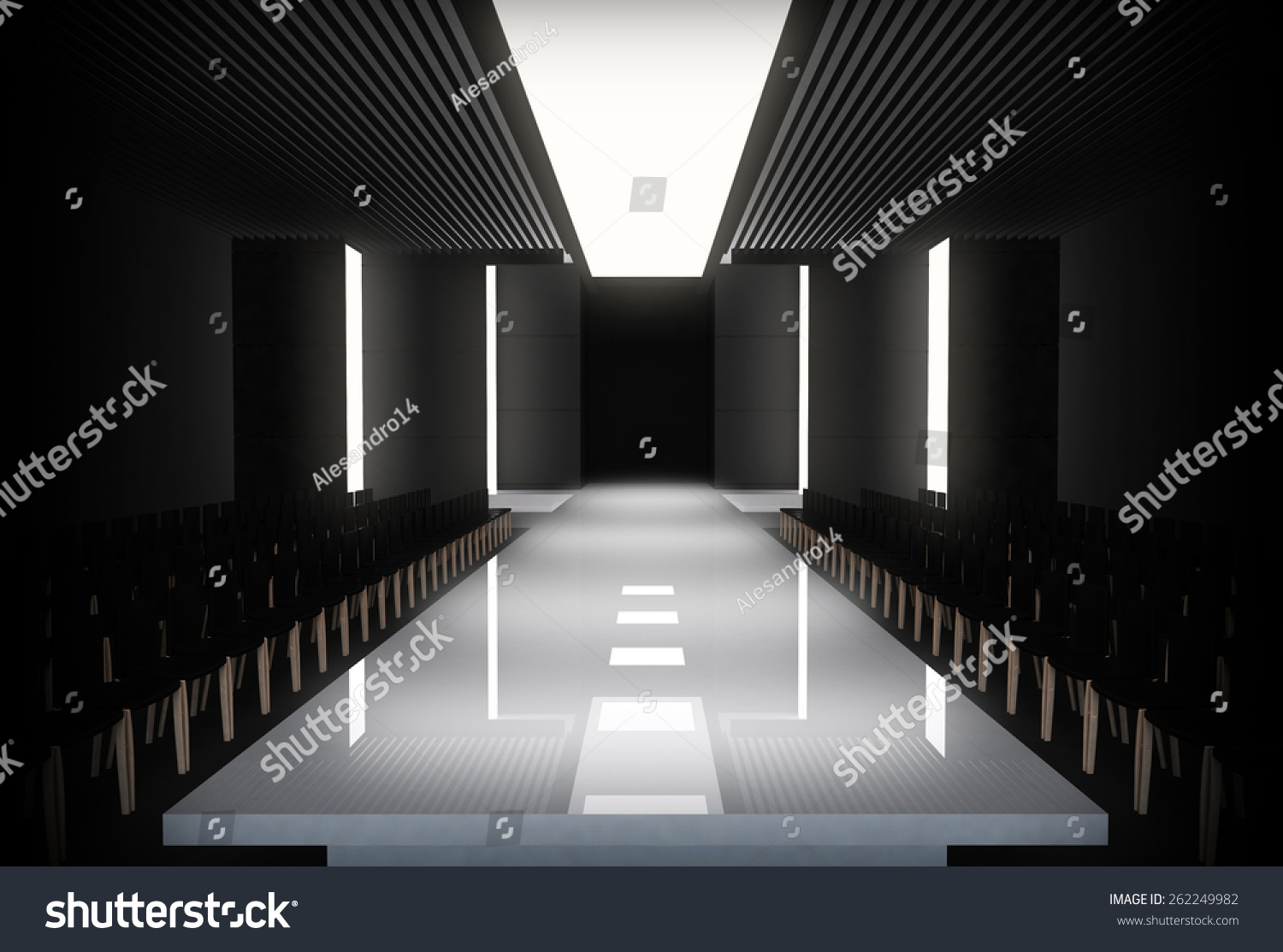 3D Illustration Of Fashion Empty Runway Before A Show 3D Illustration Of Fashion Empty Runway Before A Show