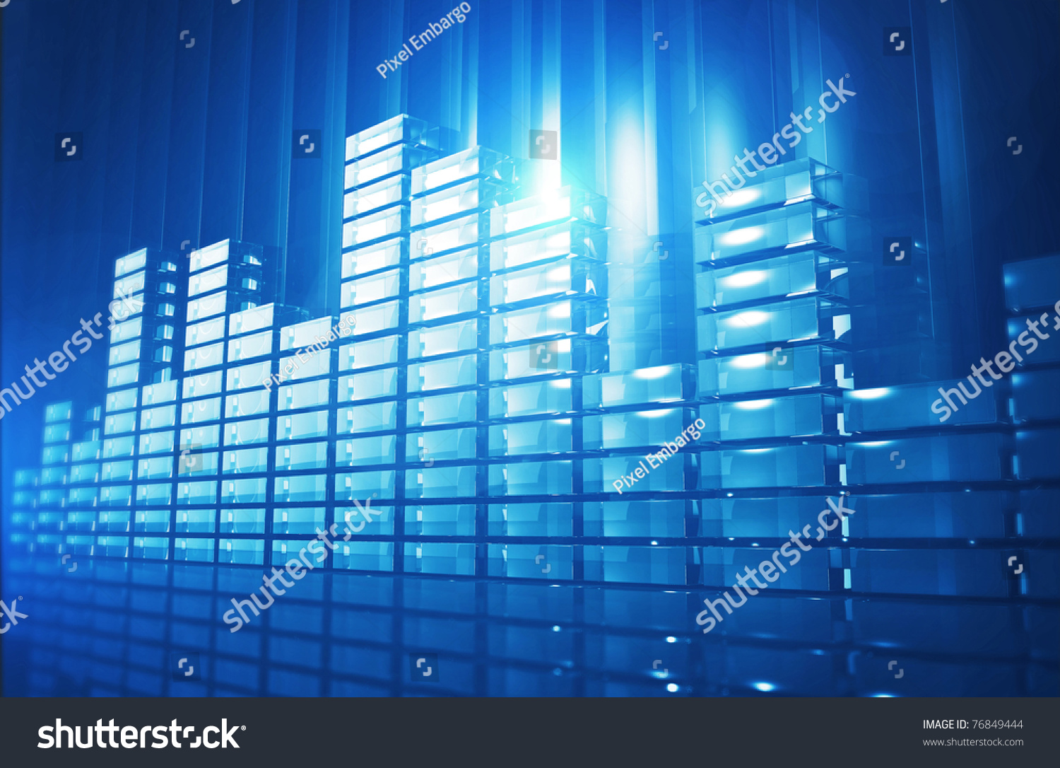 3d Illustration Of Funky Blue Background With Abstract Equalizer Bar ...