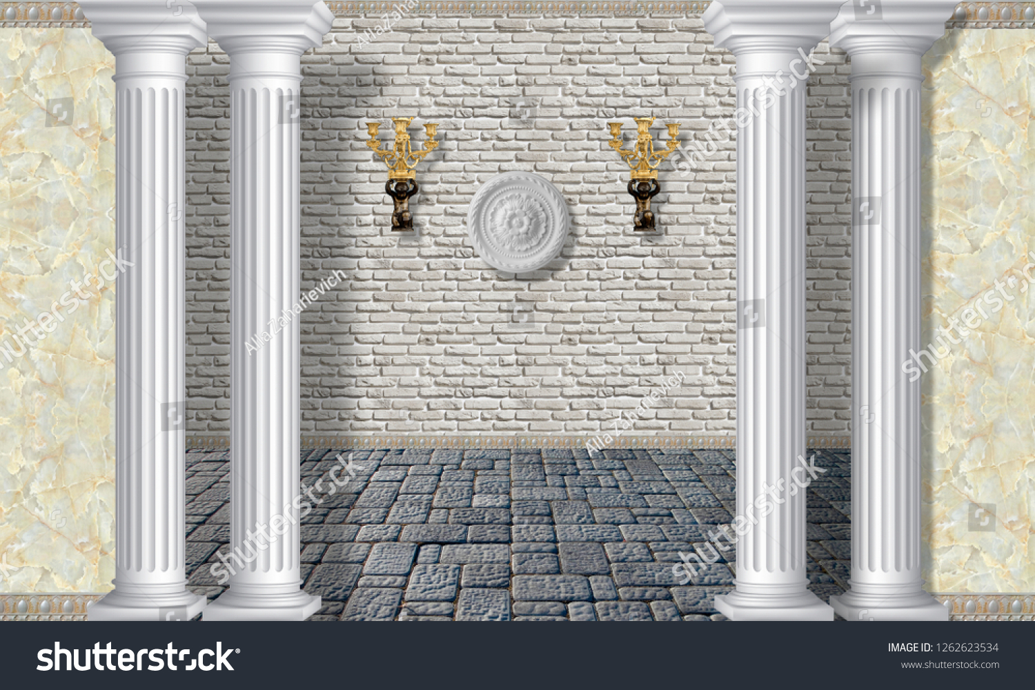 3d Illustration 2 Gold Candlesticks French Royalty Free