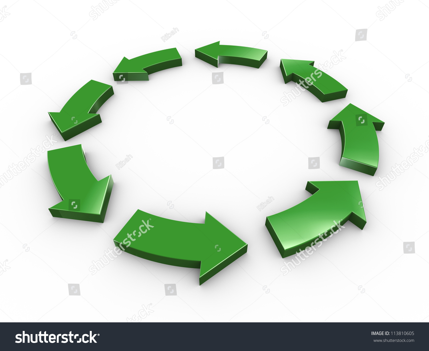 3d Illustration Of Green Circular Arrows Representing Concept Of ...
