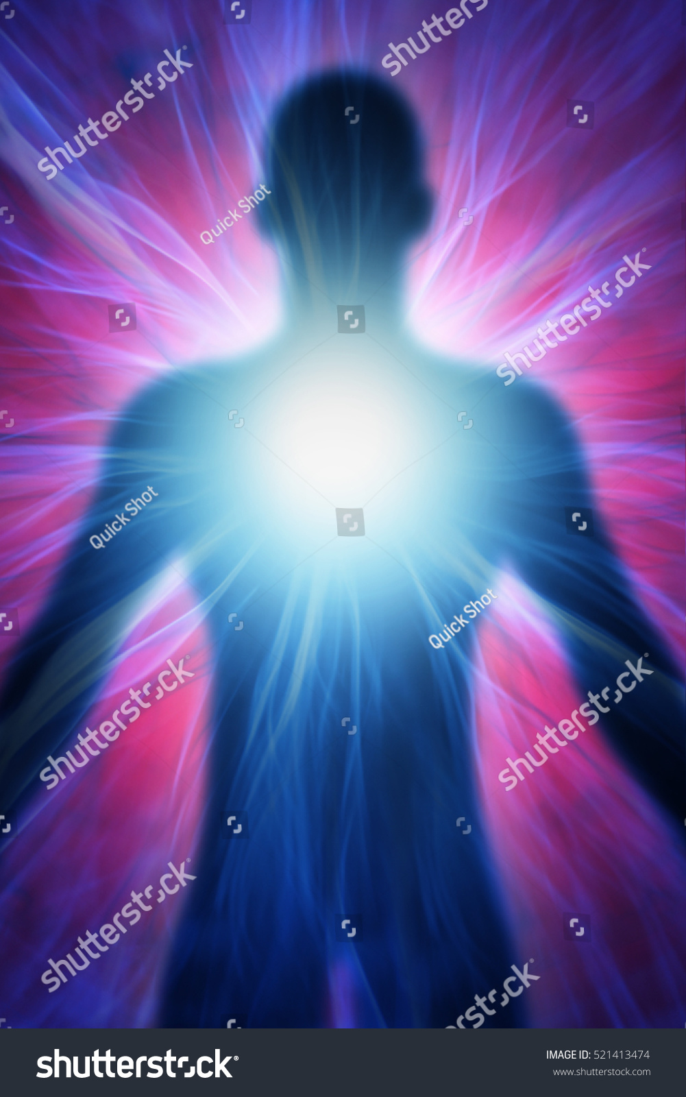 3d Illustration Human Body Energy Beams Stock Illustration 521413474