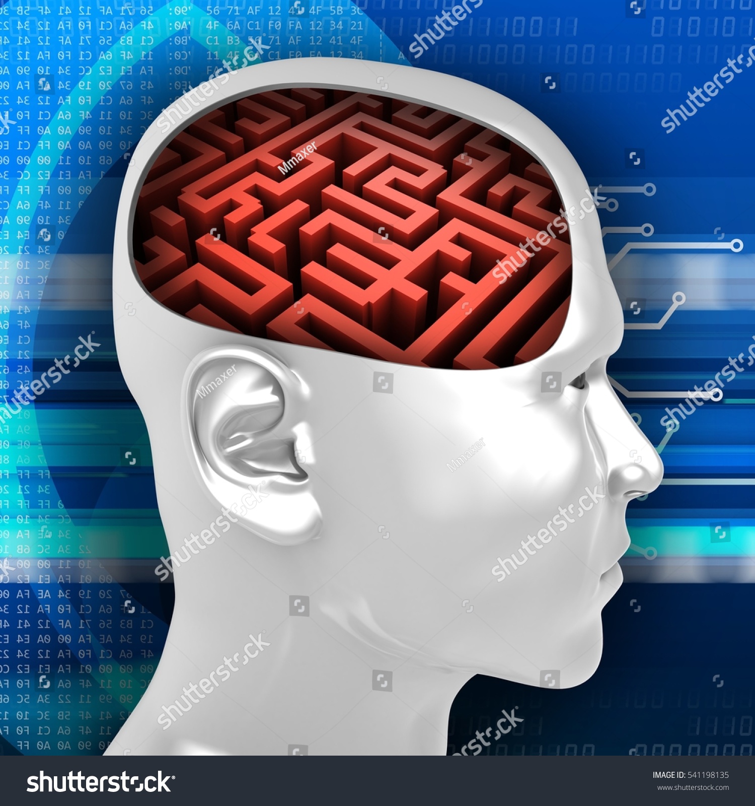 3d Illustration Inside Man Head Over Stock Illustration