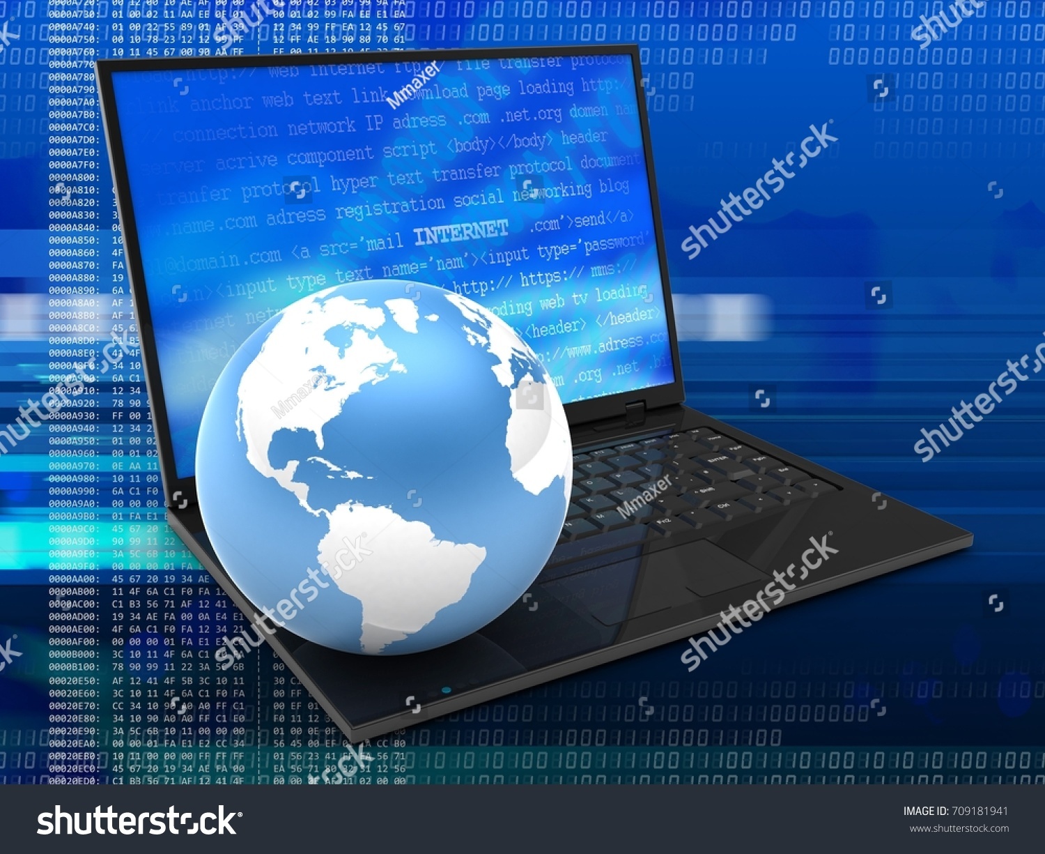 3d Illustration Laptop Computer Over Digital Stock Illustration