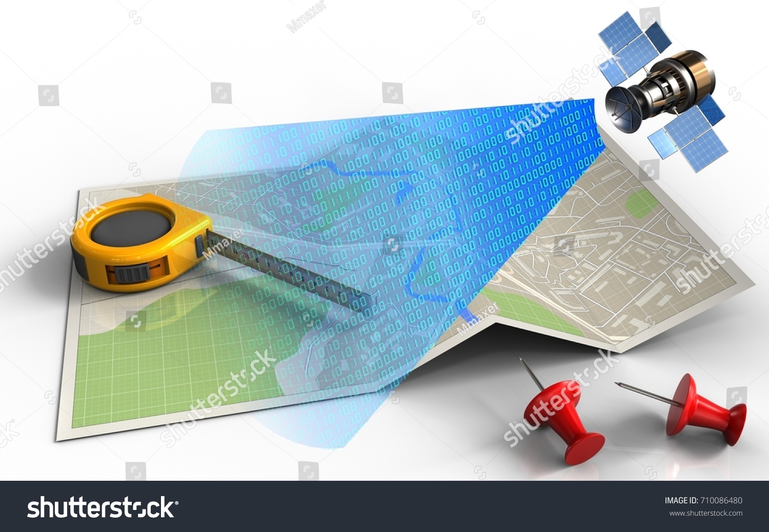 Satellite Map With Measuring Tool 3D Illustration Map Paper Measure Tool Stock Illustration 710086480 |  Shutterstock