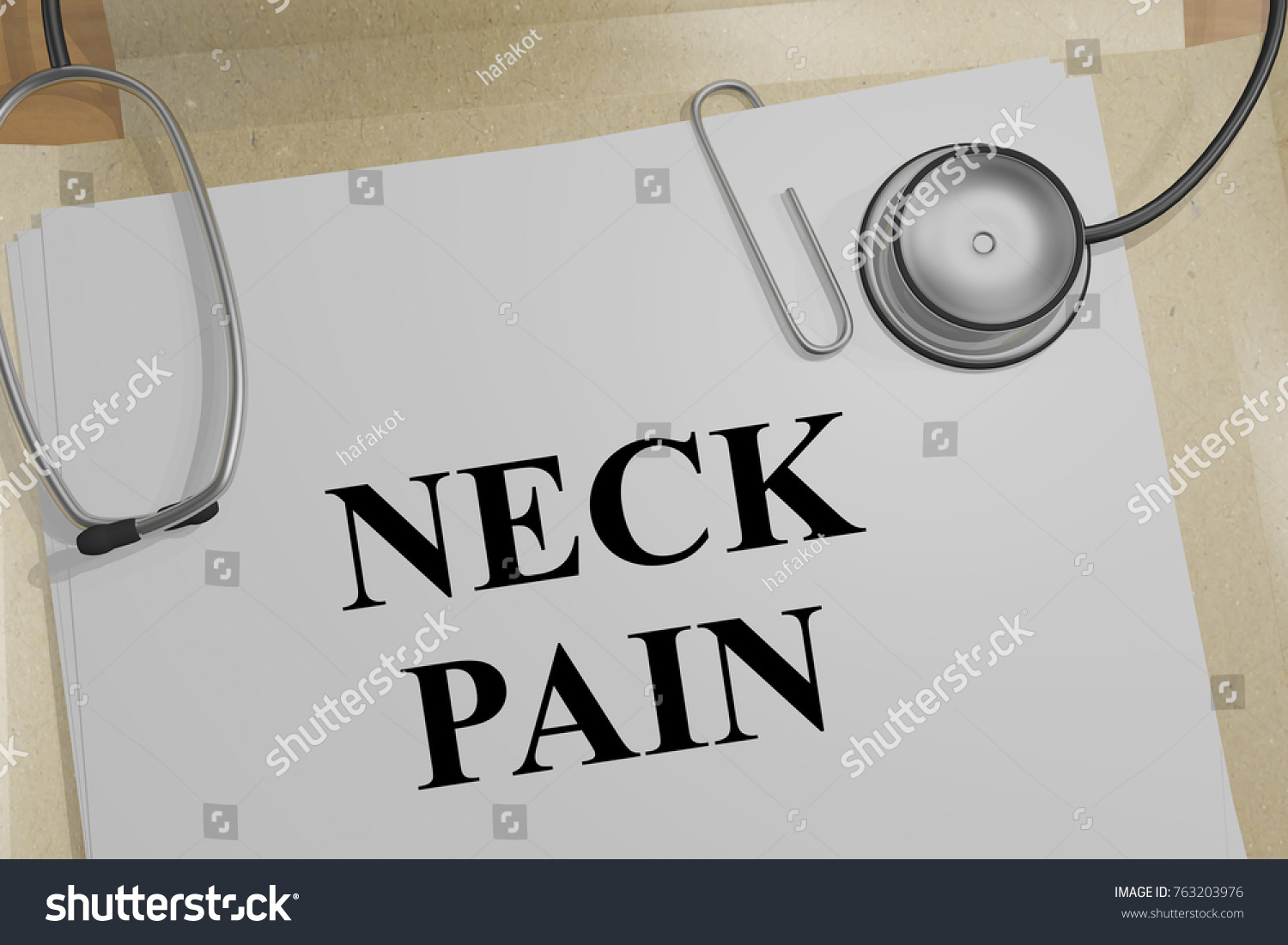 3d Illustration Neck Pain Title On Stock Illustration 763203976 ...