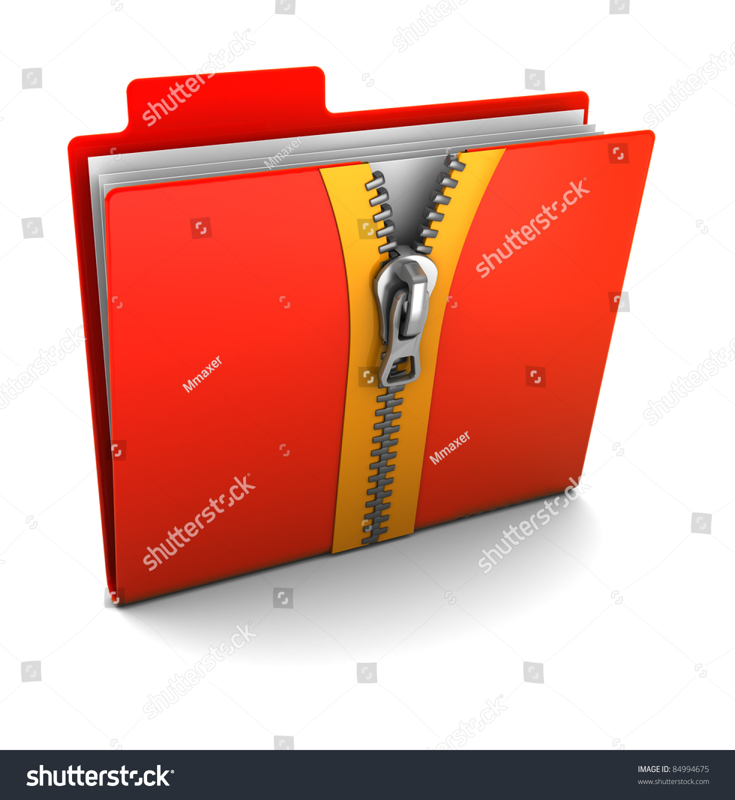 3d Illustration Red Folder Icon Zip ภาพประกอบสต็อก 84994675