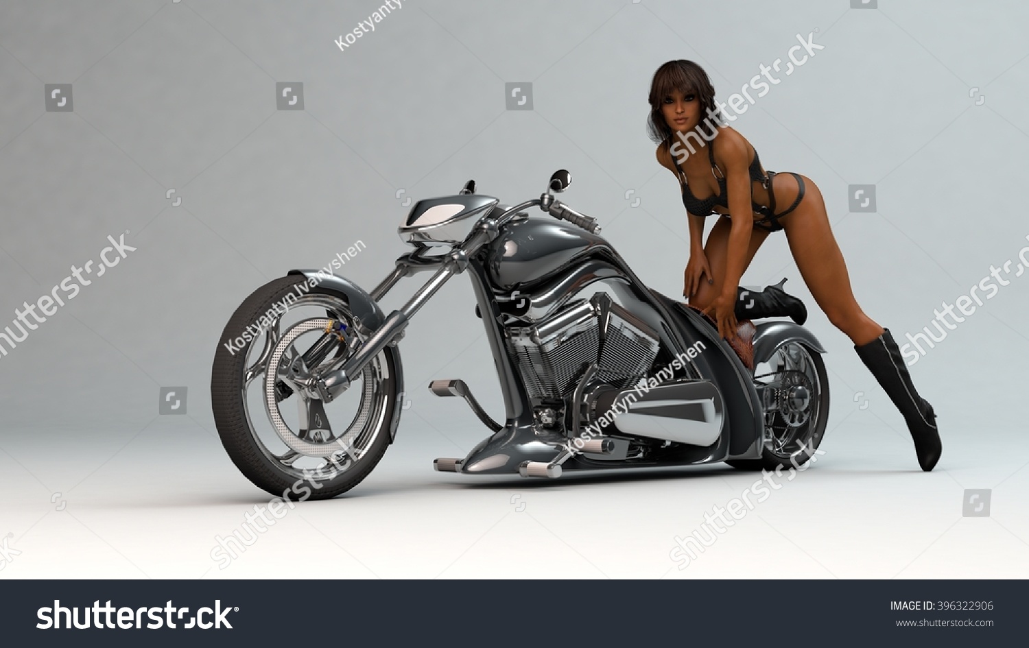 girl on chopper bike