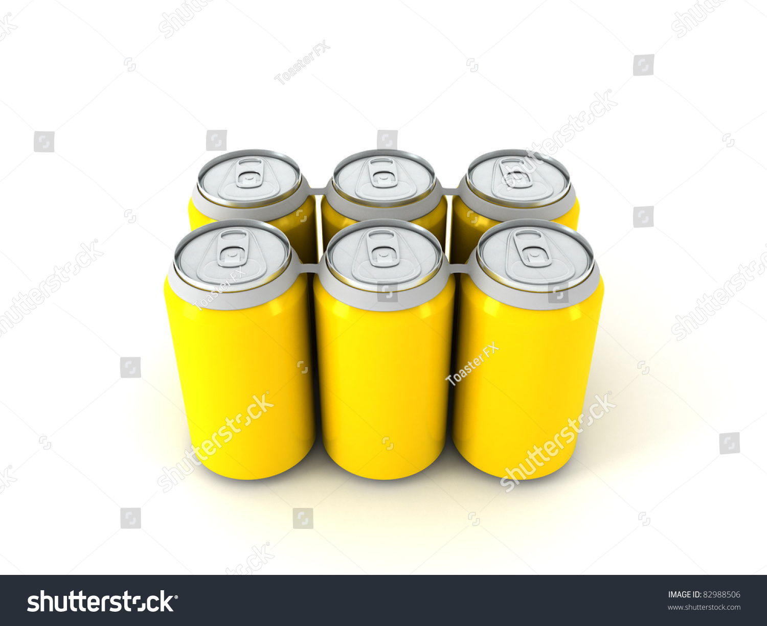 Download 3d Illustration Six Yellow Aluminum Cans Stock Image Download Now PSD Mockup Templates