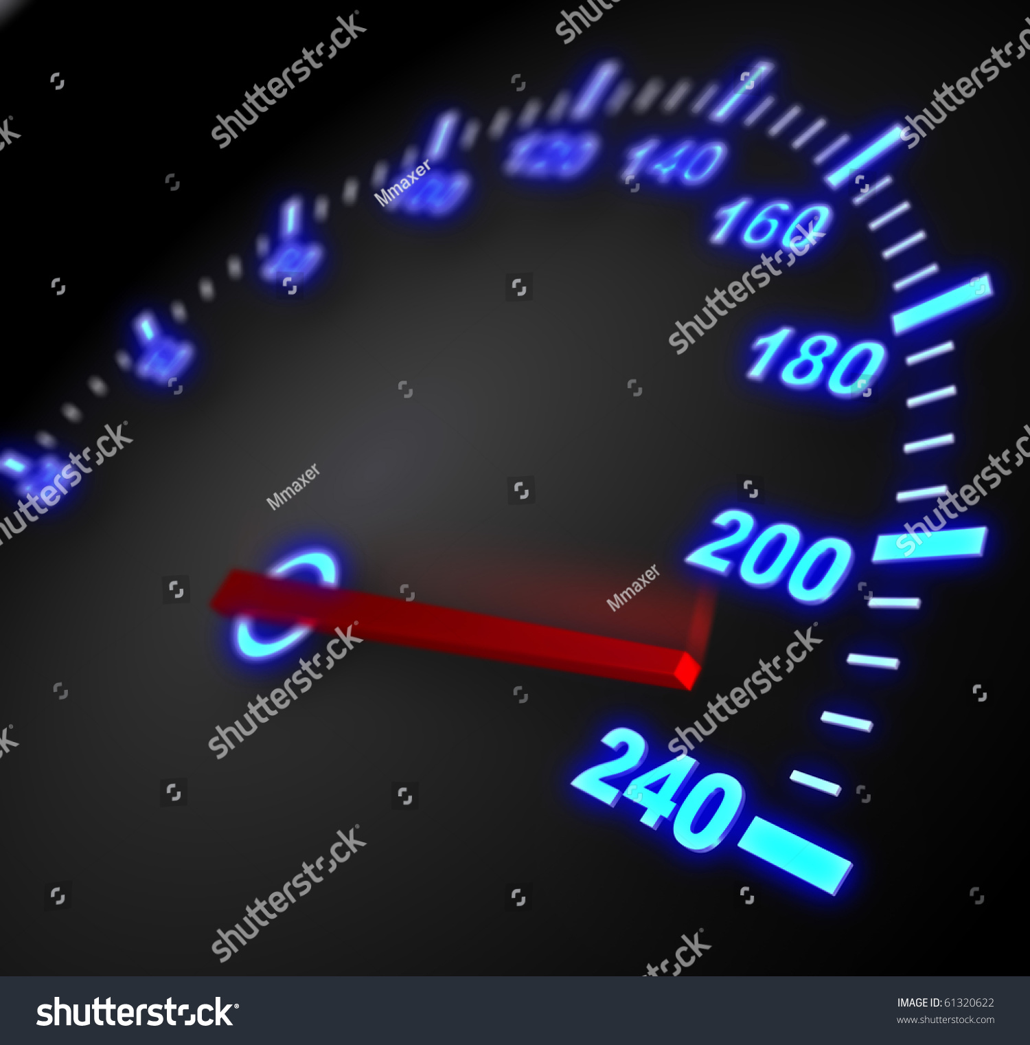 3d Illustration Of Speedometer With Moving Arrow And High Speed ...