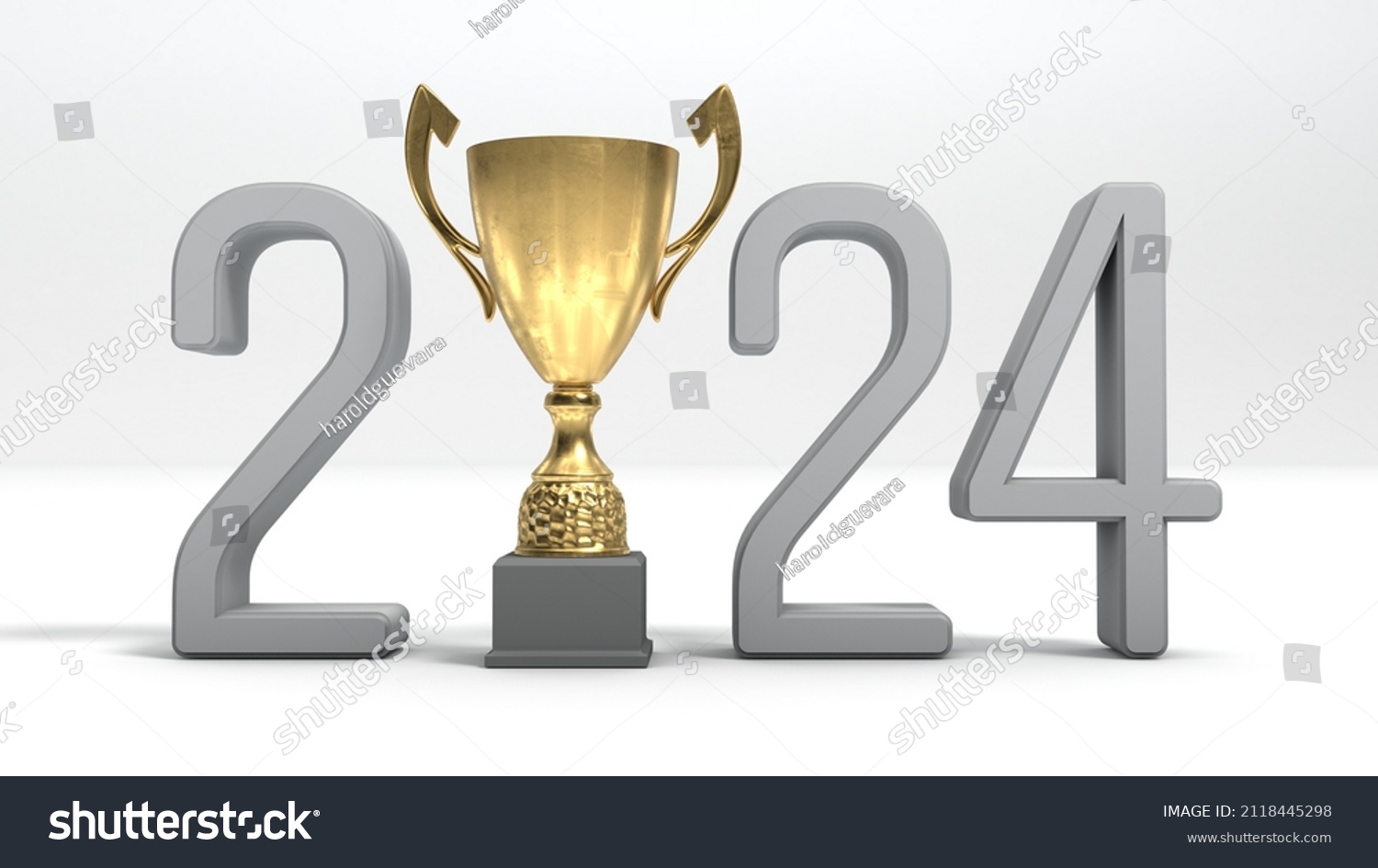 3d Illustration Year 2024 Trophy Stock Illustration 2118445298
