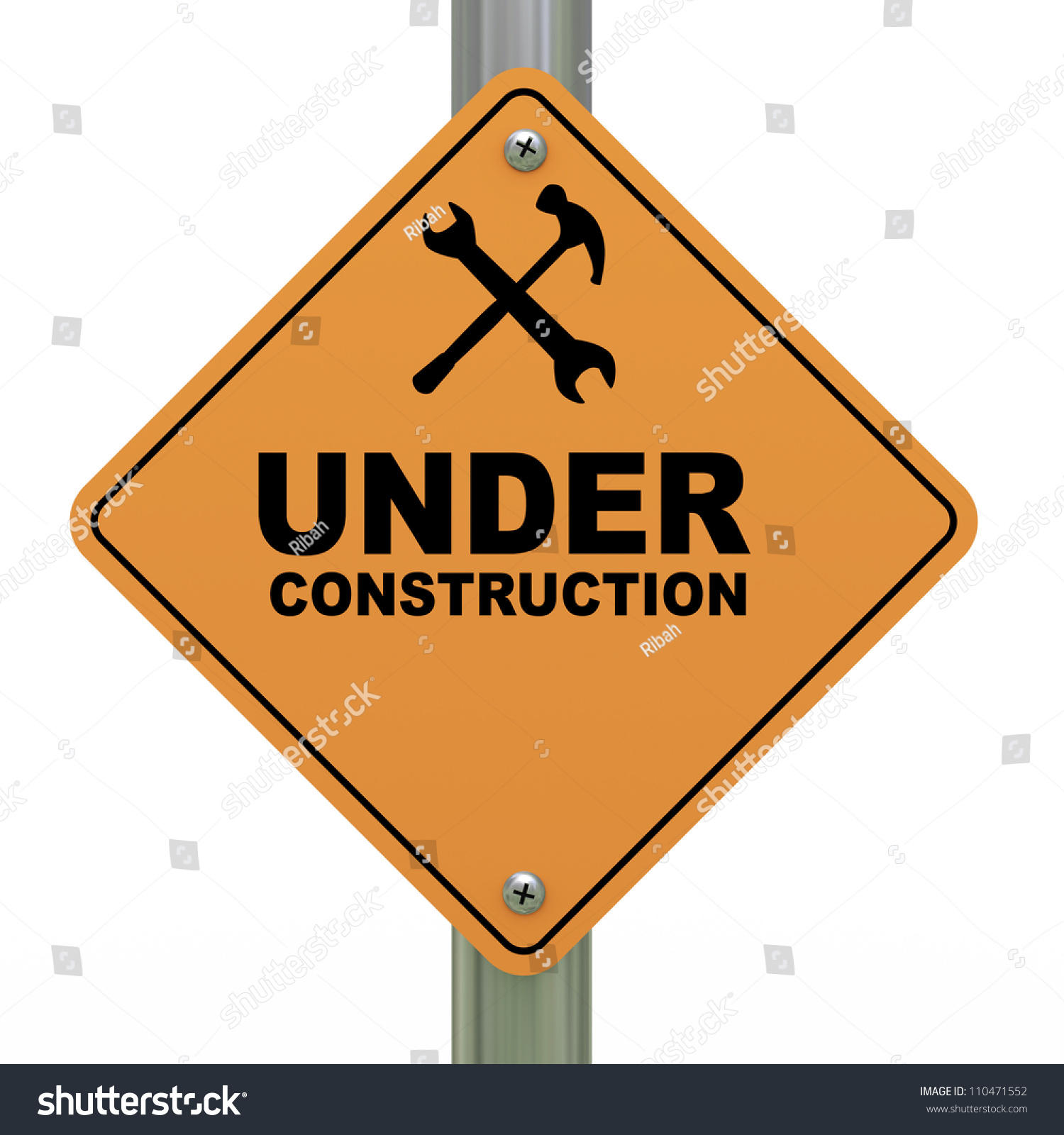 3d Illustration Of Under Construction Road Sign - 110471552 : Shutterstock