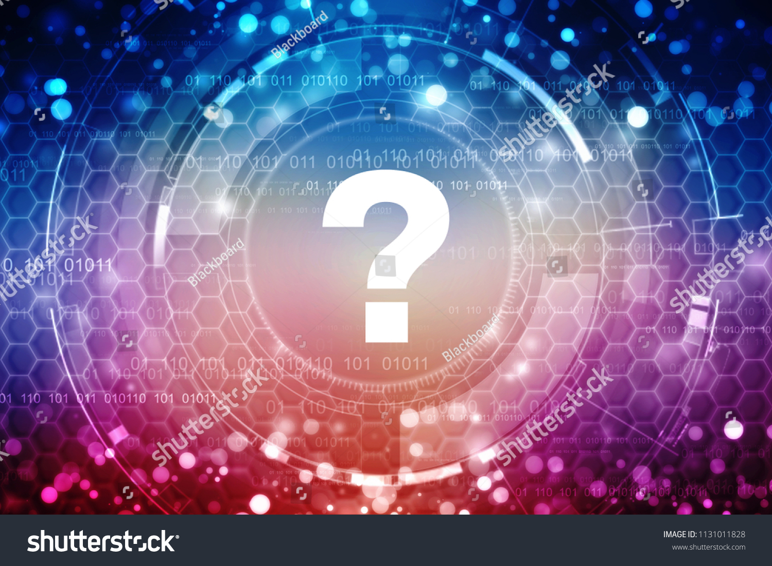 2d Illustration Question Mark Cyber Technology Stock Illustration