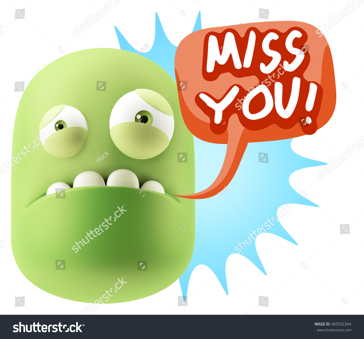 3d Illustration Sad Character Emoji Expression Stock Illustration 465552344