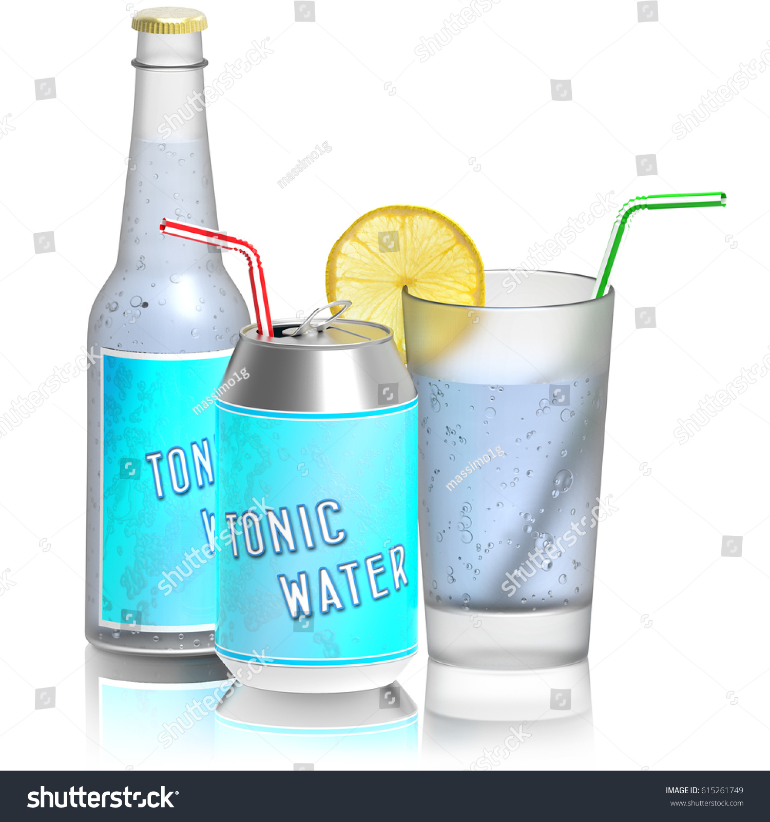 Download 3d Illustration Tonic Water Glass Bottle Stock Illustration 615261749 Yellowimages Mockups