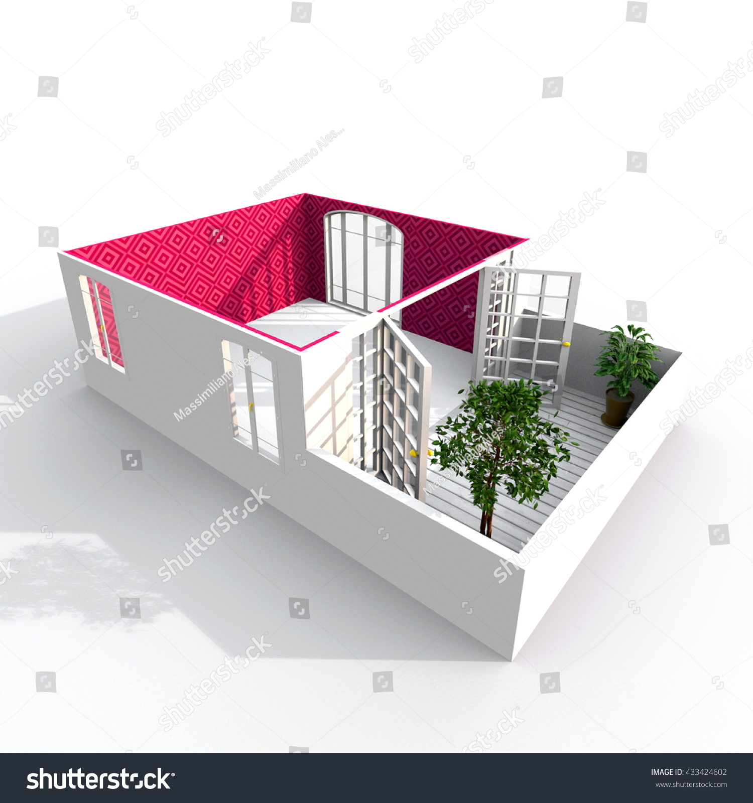 3d interior rendering perspective view empty stock illustration 3d interior rendering perspective view empty stock illustration