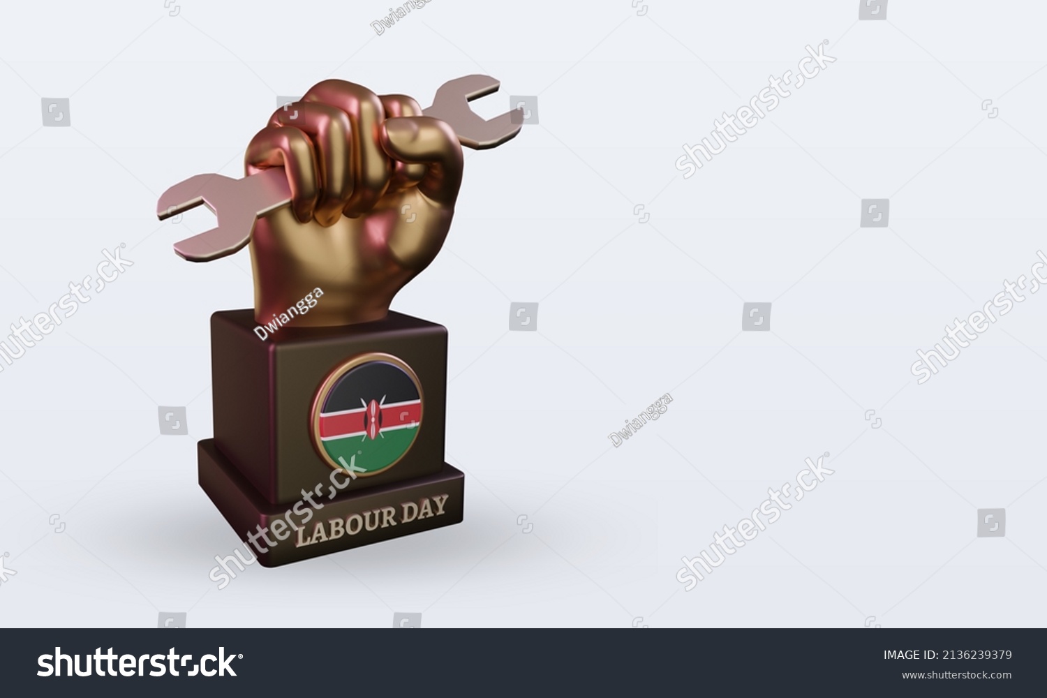 3d Labour Day Kenya Flag Rendering Stock Illustration 2136239379