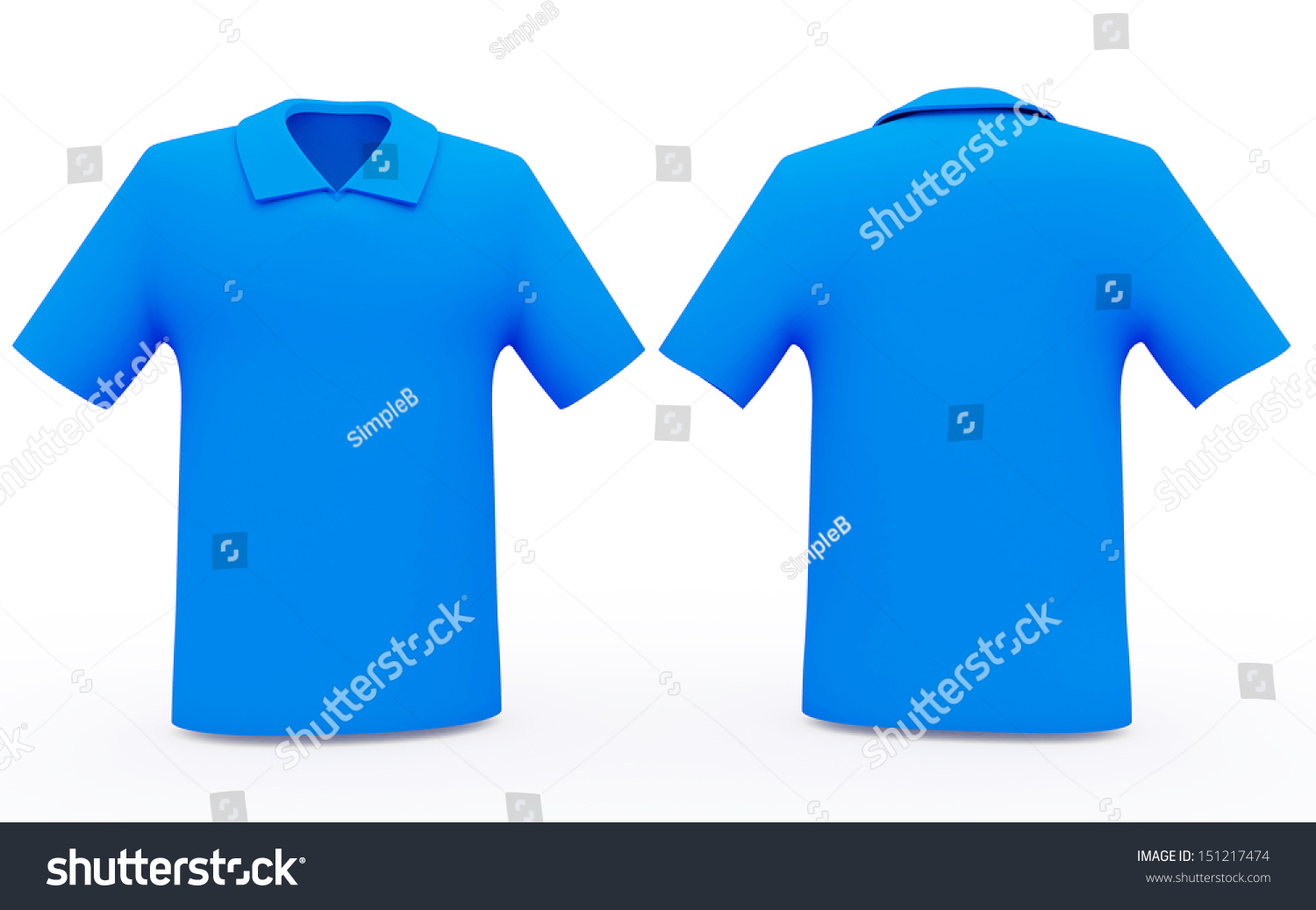 3d Light Blue Color Sport Shirts Front And Back Sides Blank Template In ...