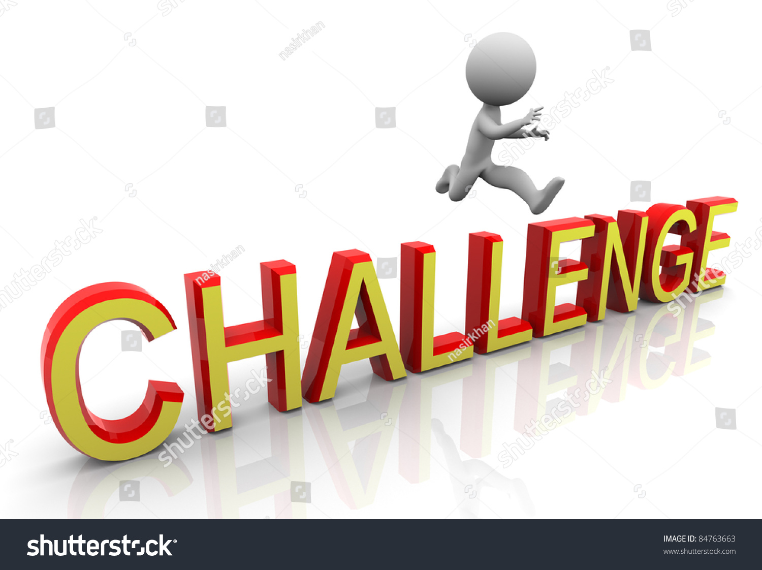 3d Man Jumping Over The Text 'Challenge' Stock Photo 84763663 ...