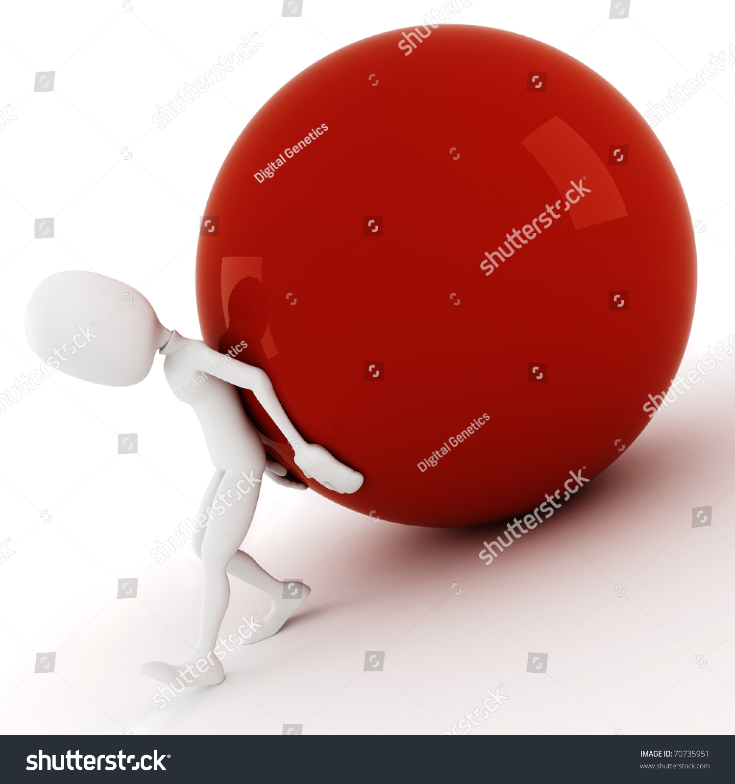 3d Man Pushing A Ball Up Hill Stock Photo 70735951 : Shutterstock