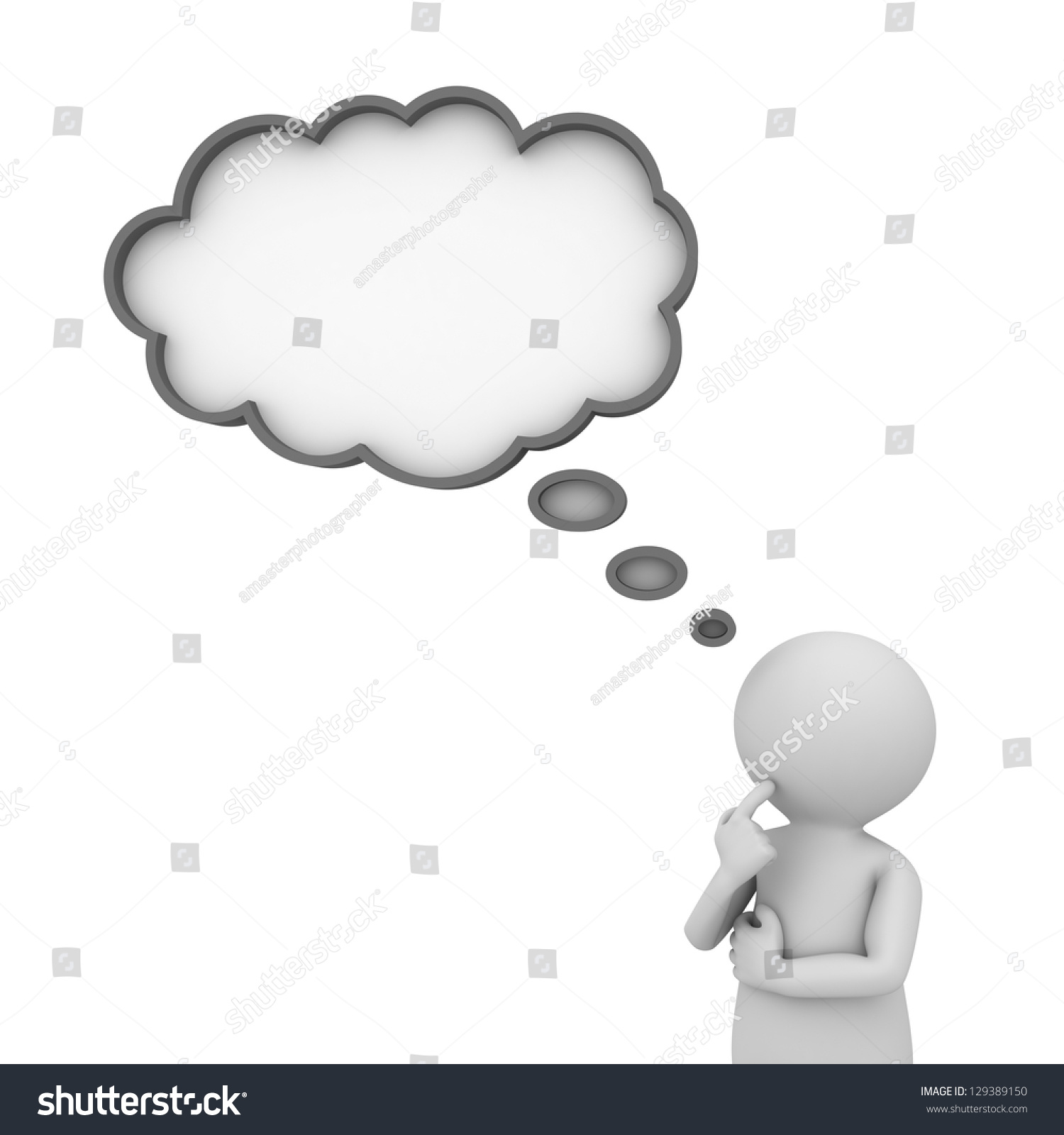 3d Man Thinking Blank Thought Bubble Stock Illustration 129389150 ...