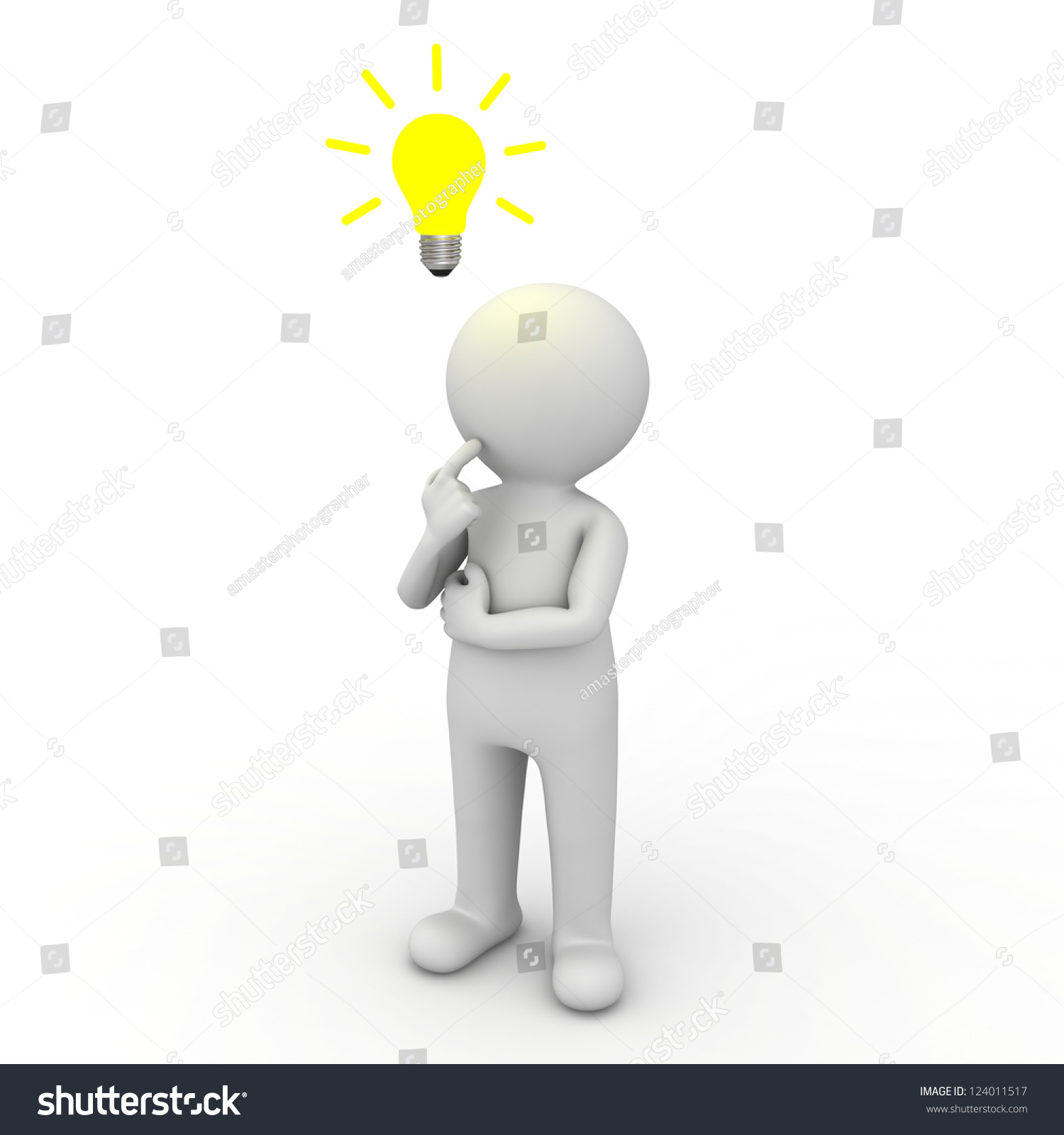 3d Man Thinking Idea Bulb Above Stock Illustration 124011517 | Shutterstock