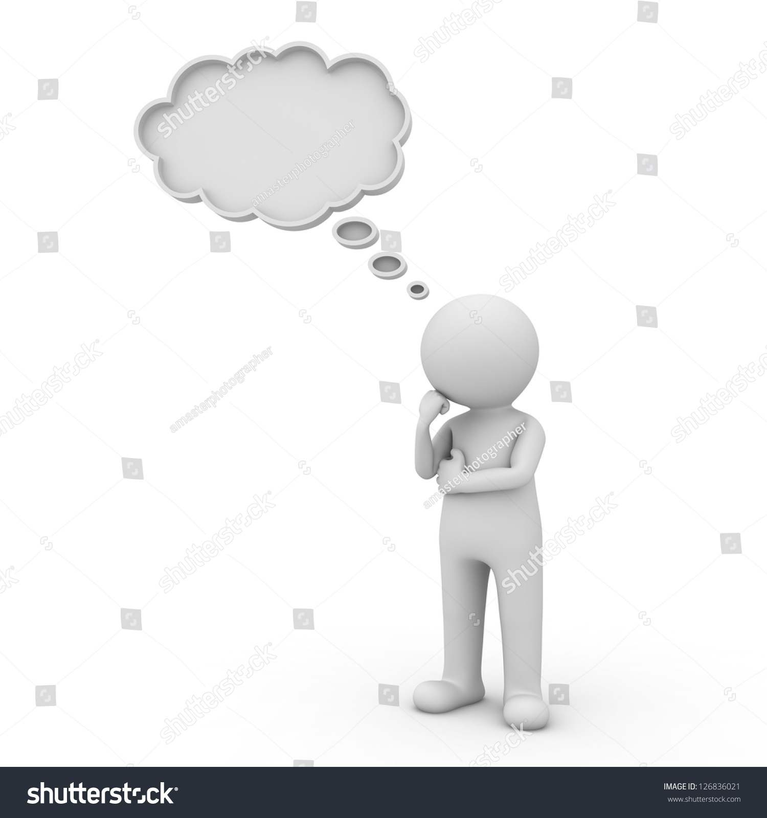 3d Man Thinking Thought Bubble Above Stock Illustration 126836021 ...