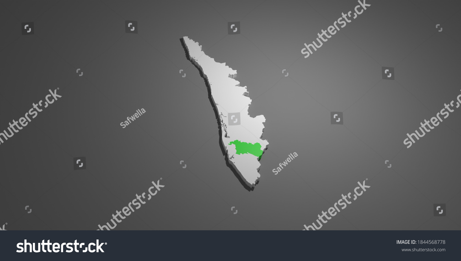 3d Map Pathanamthitta Kerala Stock Illustration 1844568778 Shutterstock   Stock Photo  D Map Of Pathanamthitta Kerala 1844568778 