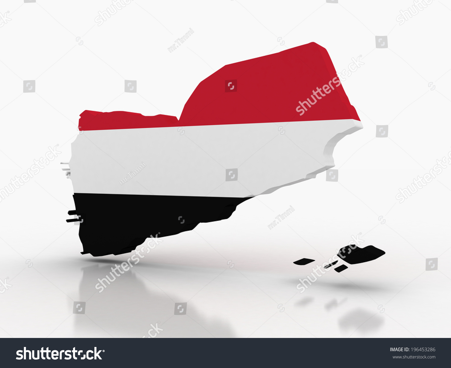 3d Map Yemen Filled Flag State Stock Illustration 196453286 Shutterstock 