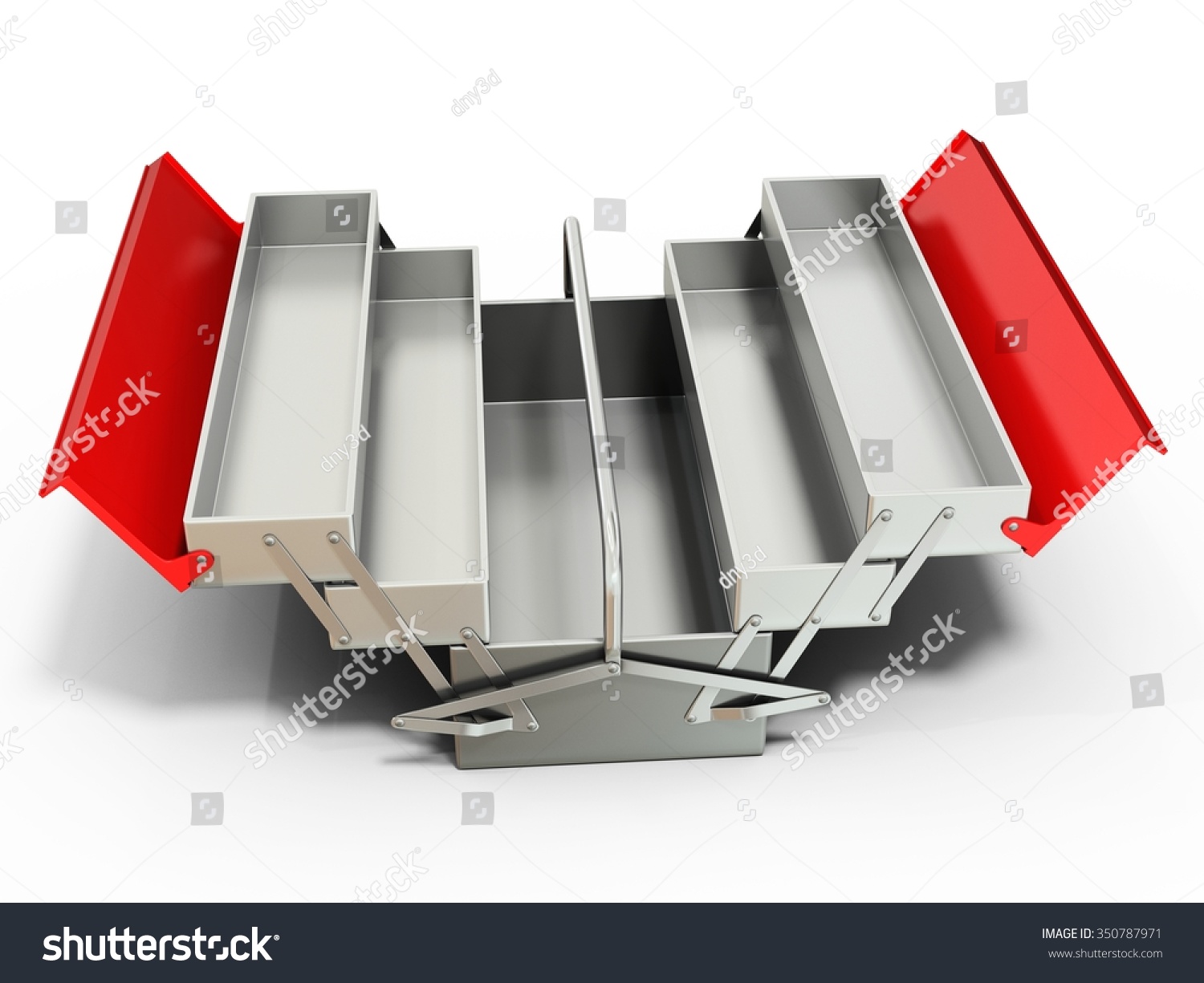 3 D Metallic Empty Toolbox On White Stock Illustration 350787971