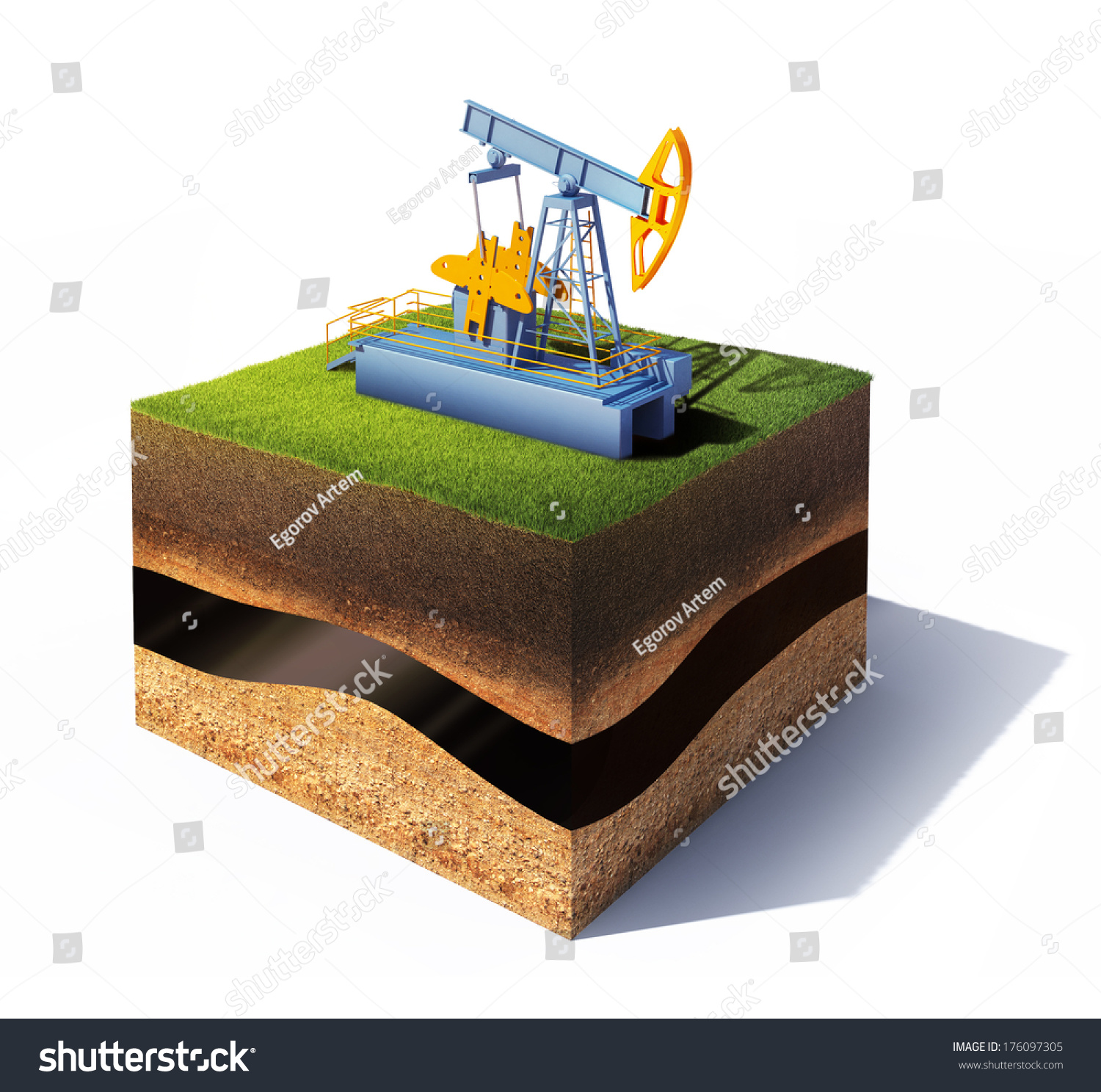 3d Model Cross Section Ground Grass Stock Illustration 176097305