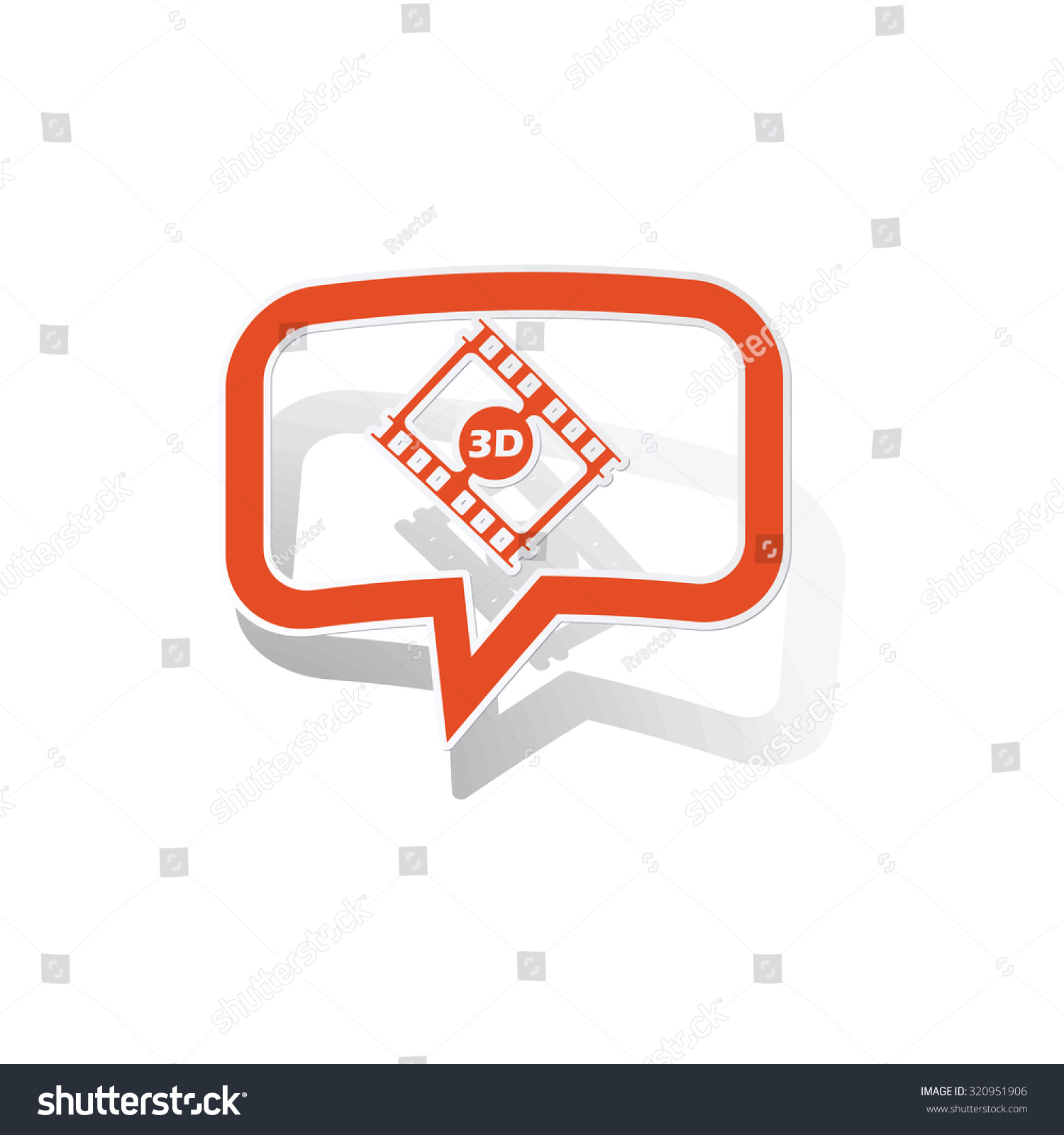 3d Movie Message Sticker Orange Chat Stock Illustration