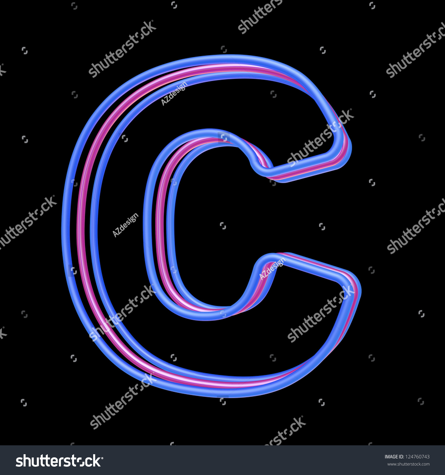 3 D Neon Alphabet Letter C Isolated Stock Illustration 124760743 ...