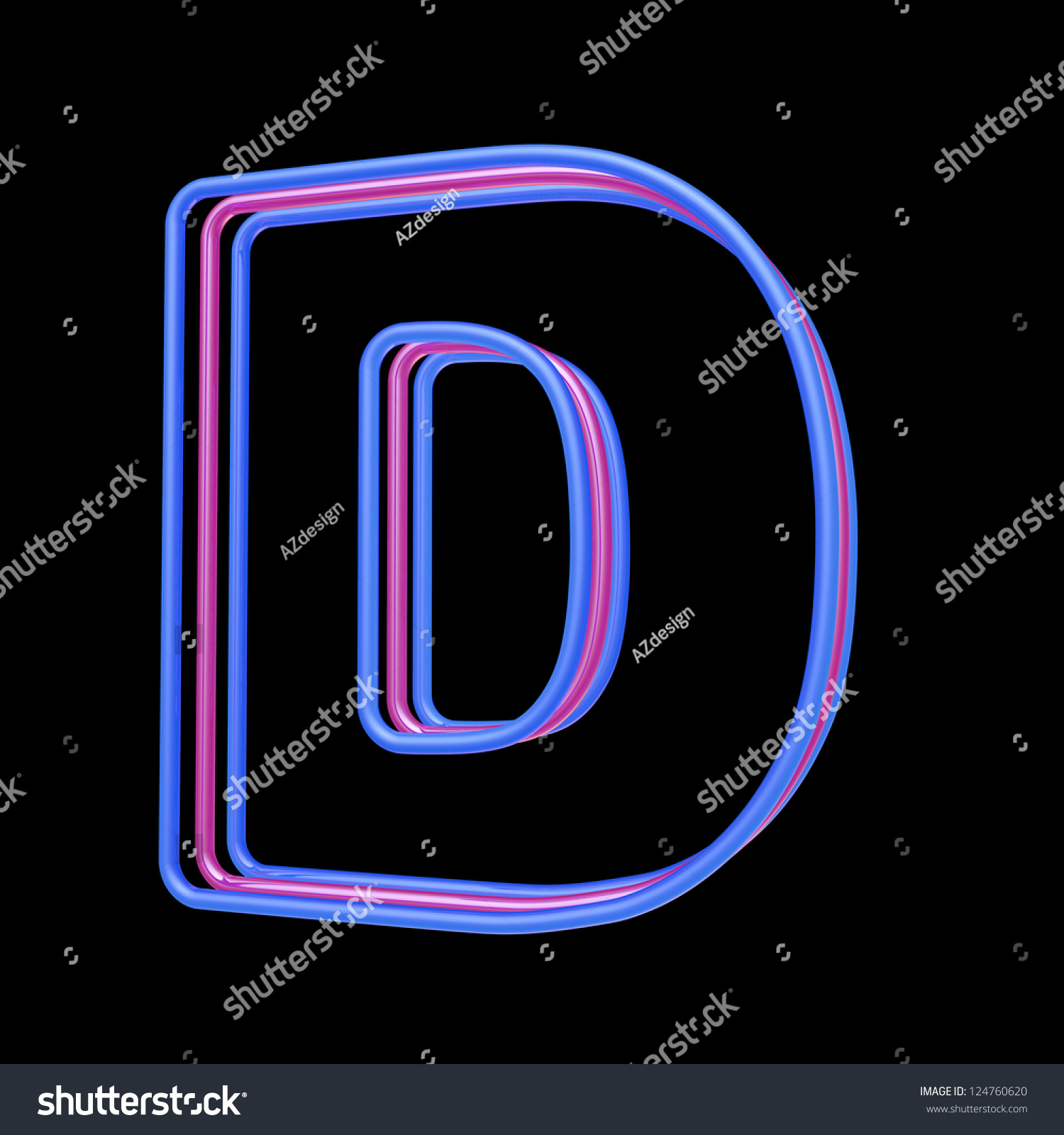 3d Neon Alphabet, Letter D Isolated On Black Background Stock Photo ...